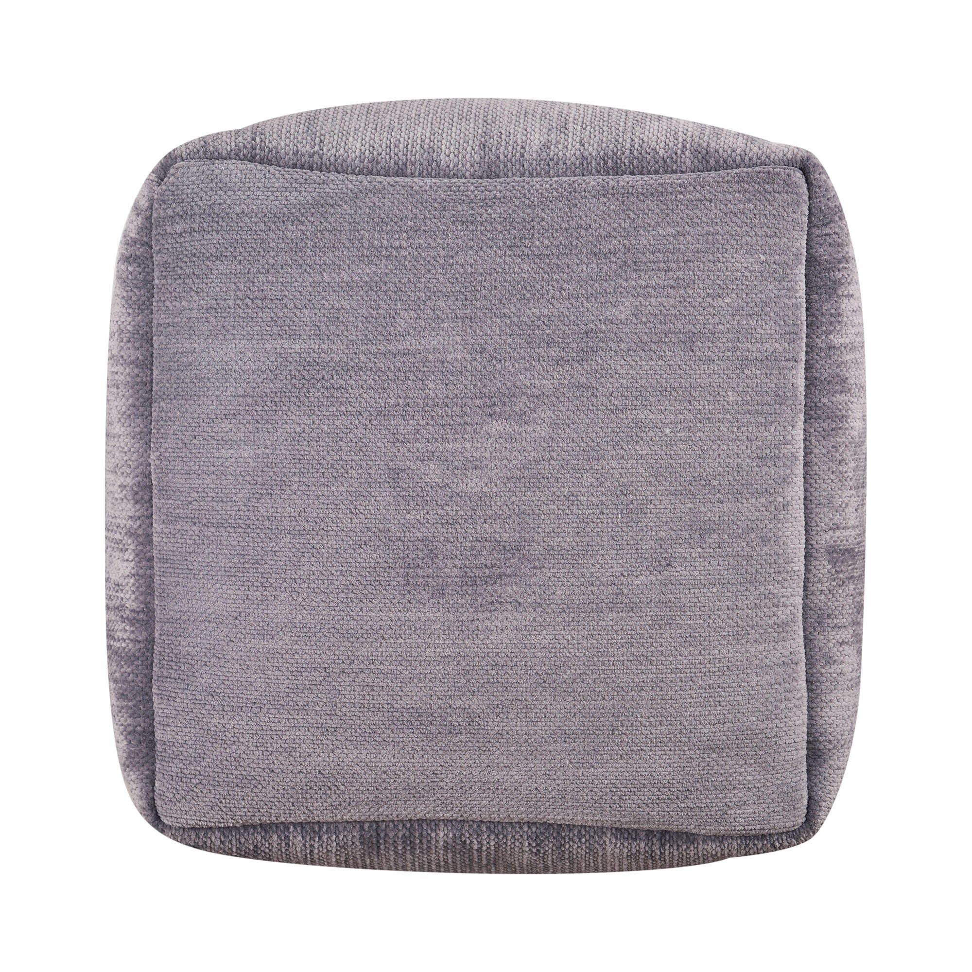 Yakar Solid Chenille Pouf, Gray, large