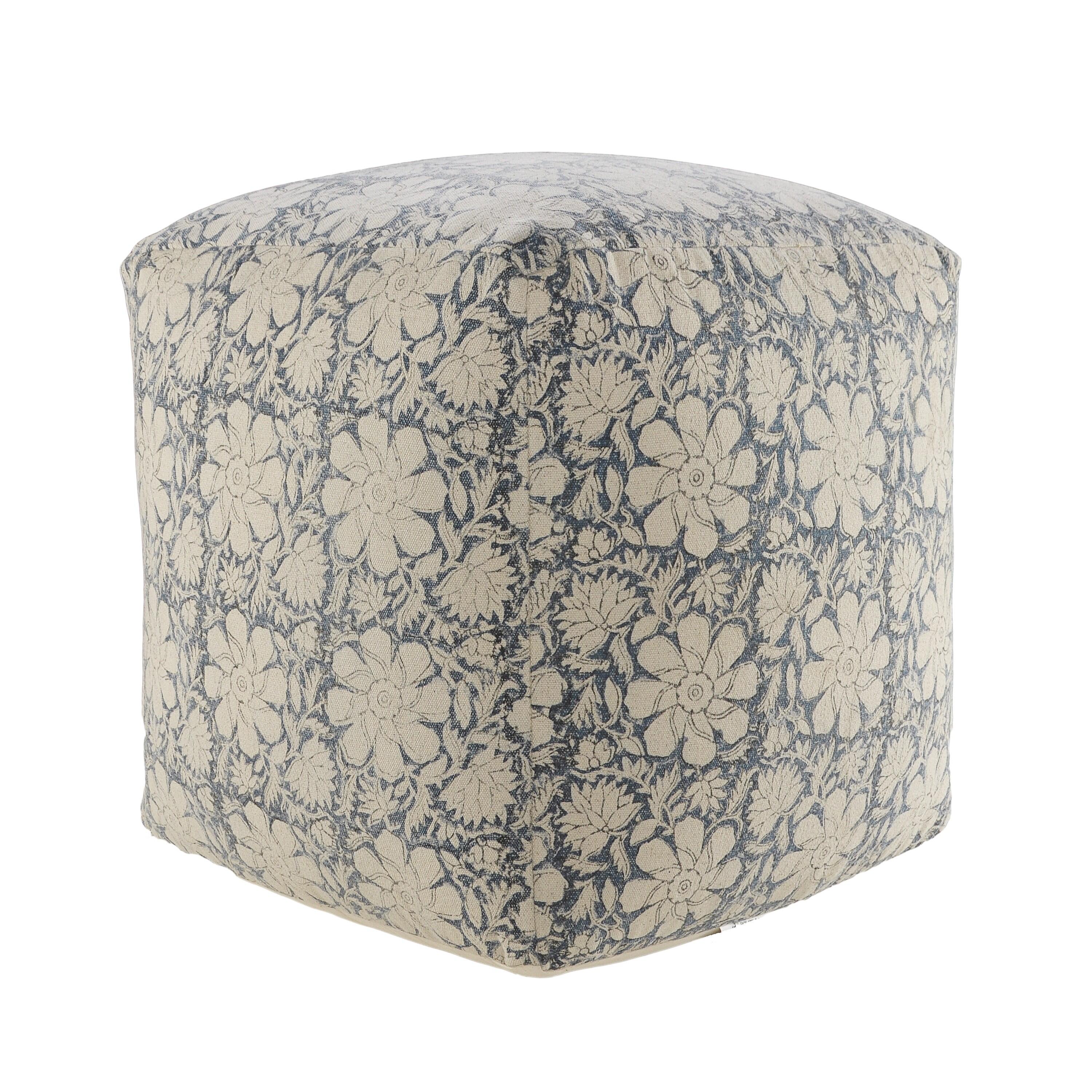 Pacifica Floral and Botanical Pouf, , large