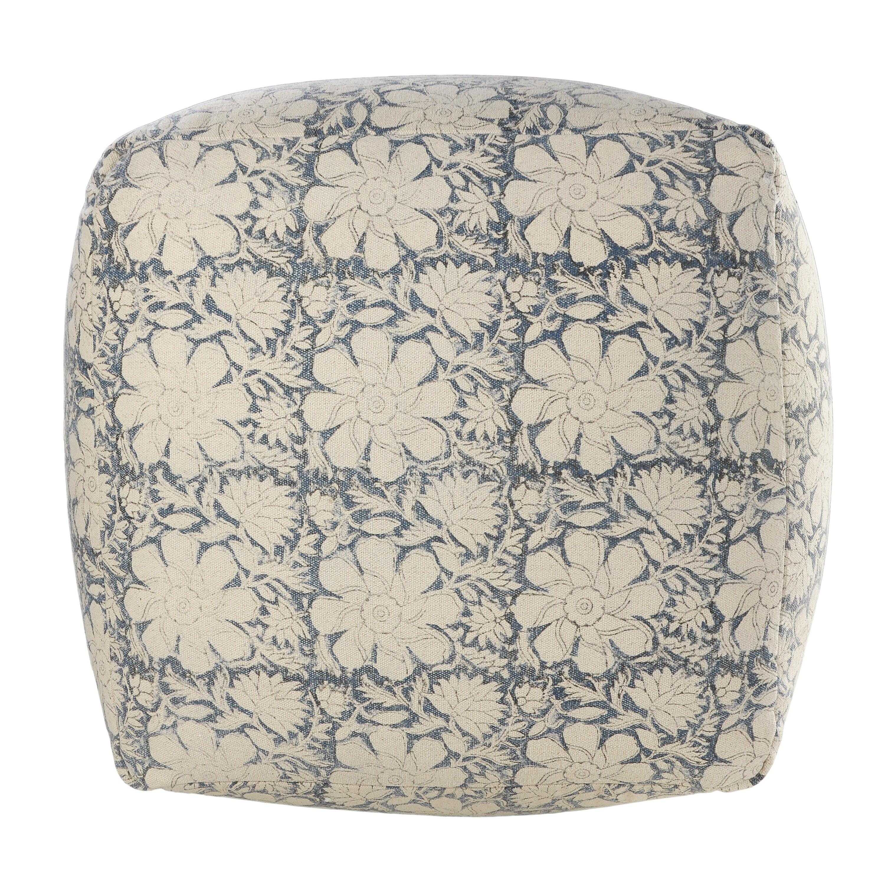 Pacifica Floral and Botanical Pouf, , large