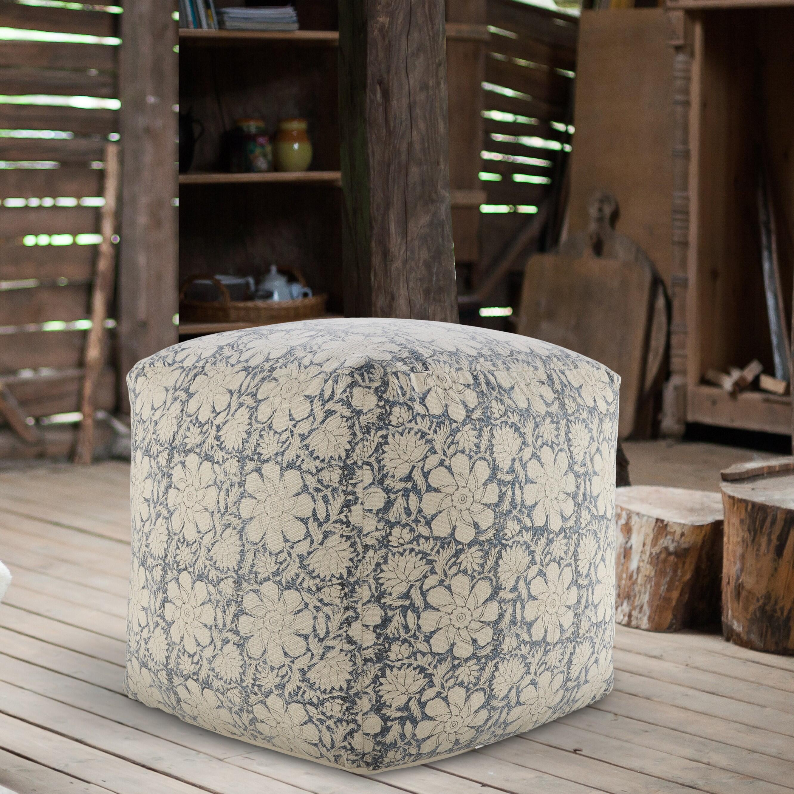 Pacifica Floral and Botanical Pouf, , large