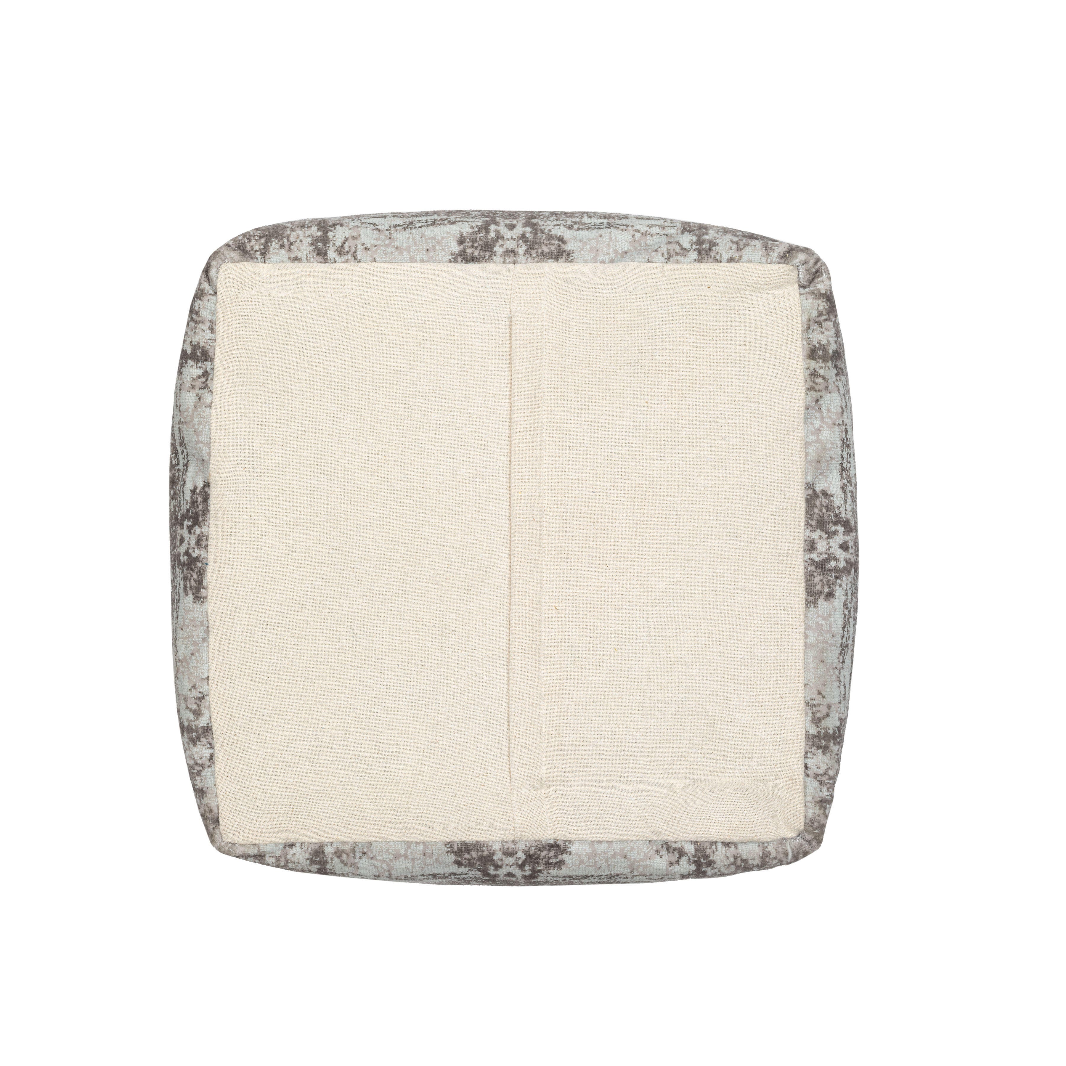 Milano Distressed Medallion Pouf, Gray, large