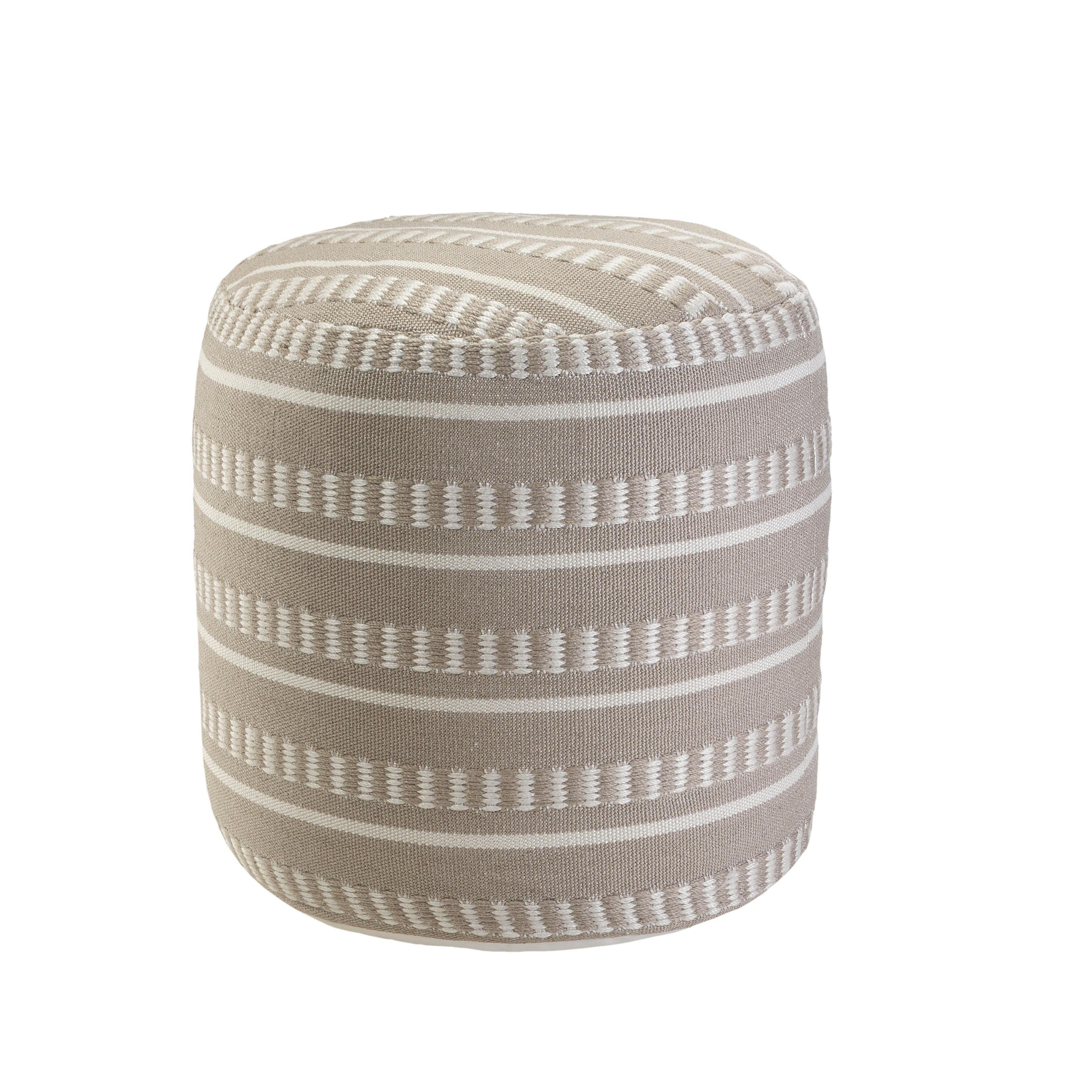 Atlantis Striped Pouf, Brown, large