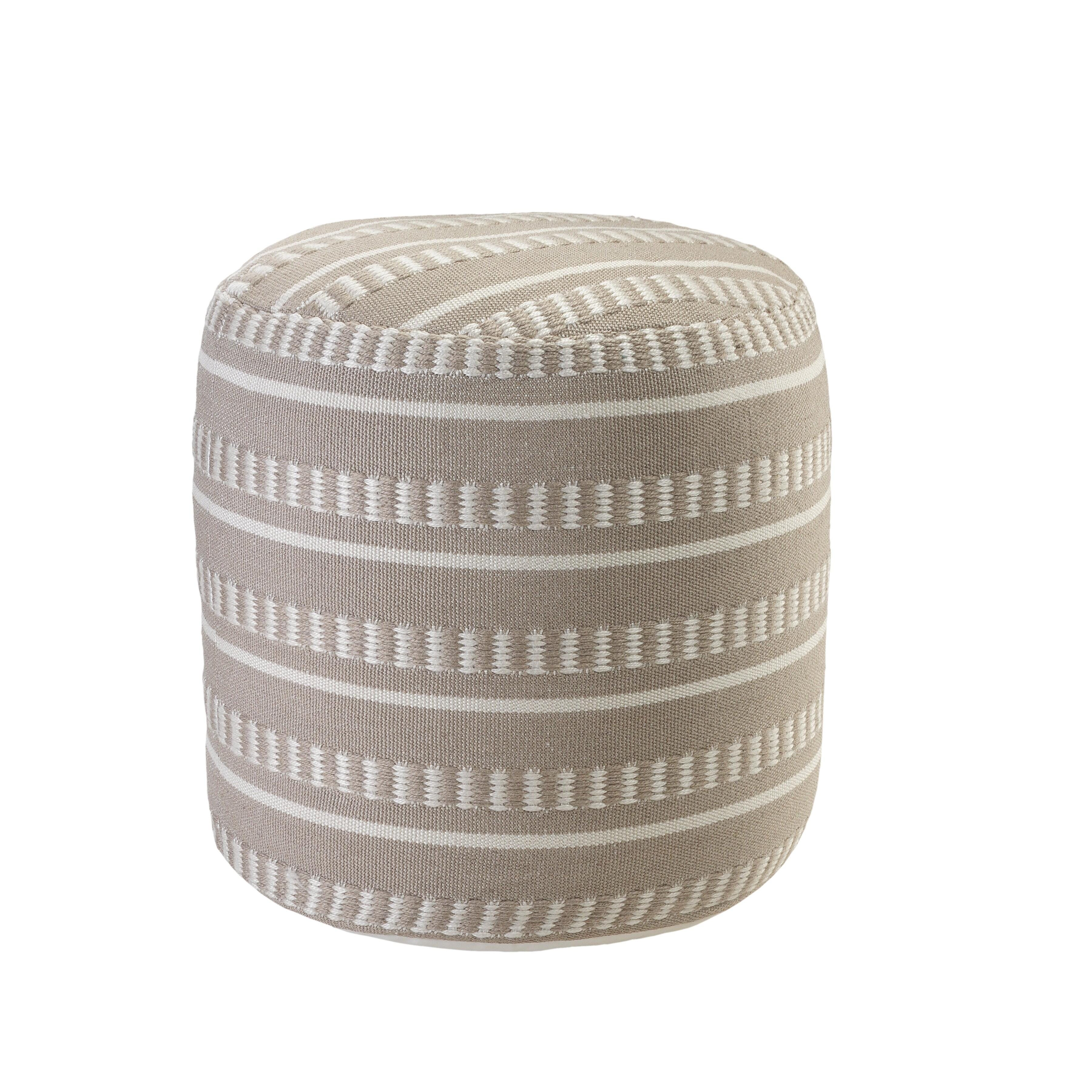 Atlantis Striped Pouf, Brown, large