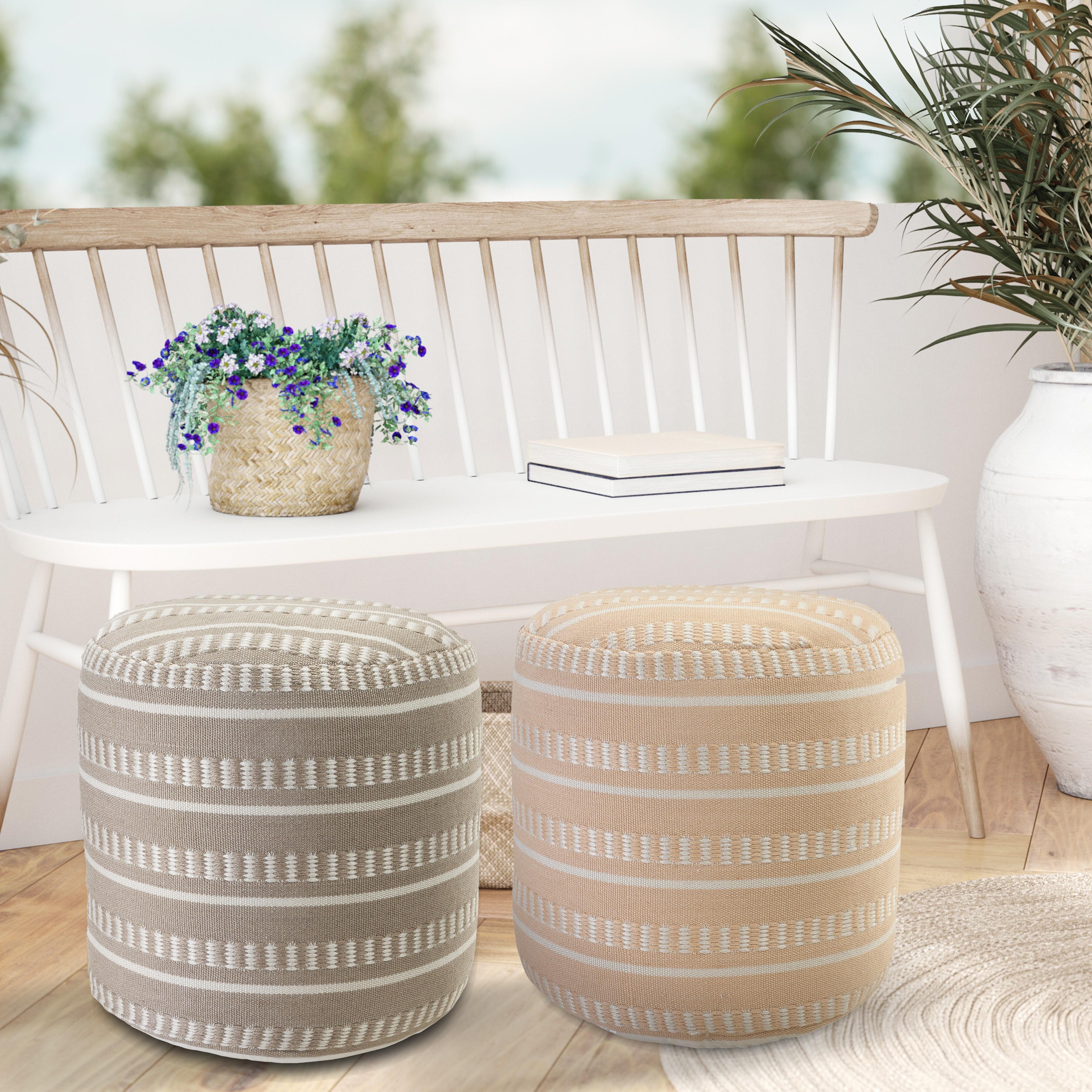 Atlantis Striped Pouf, Brown, large