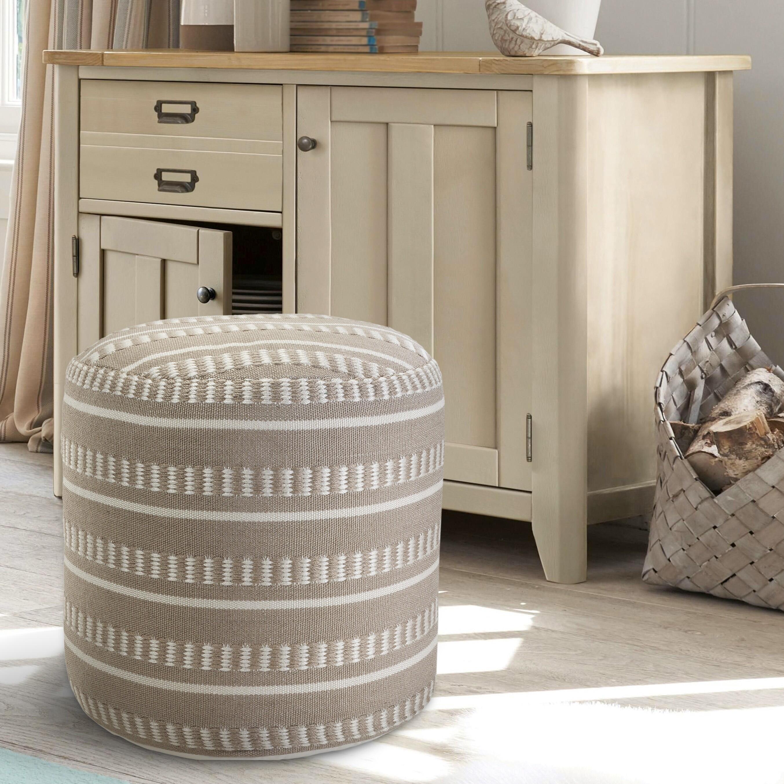 Atlantis Striped Pouf, Brown, large
