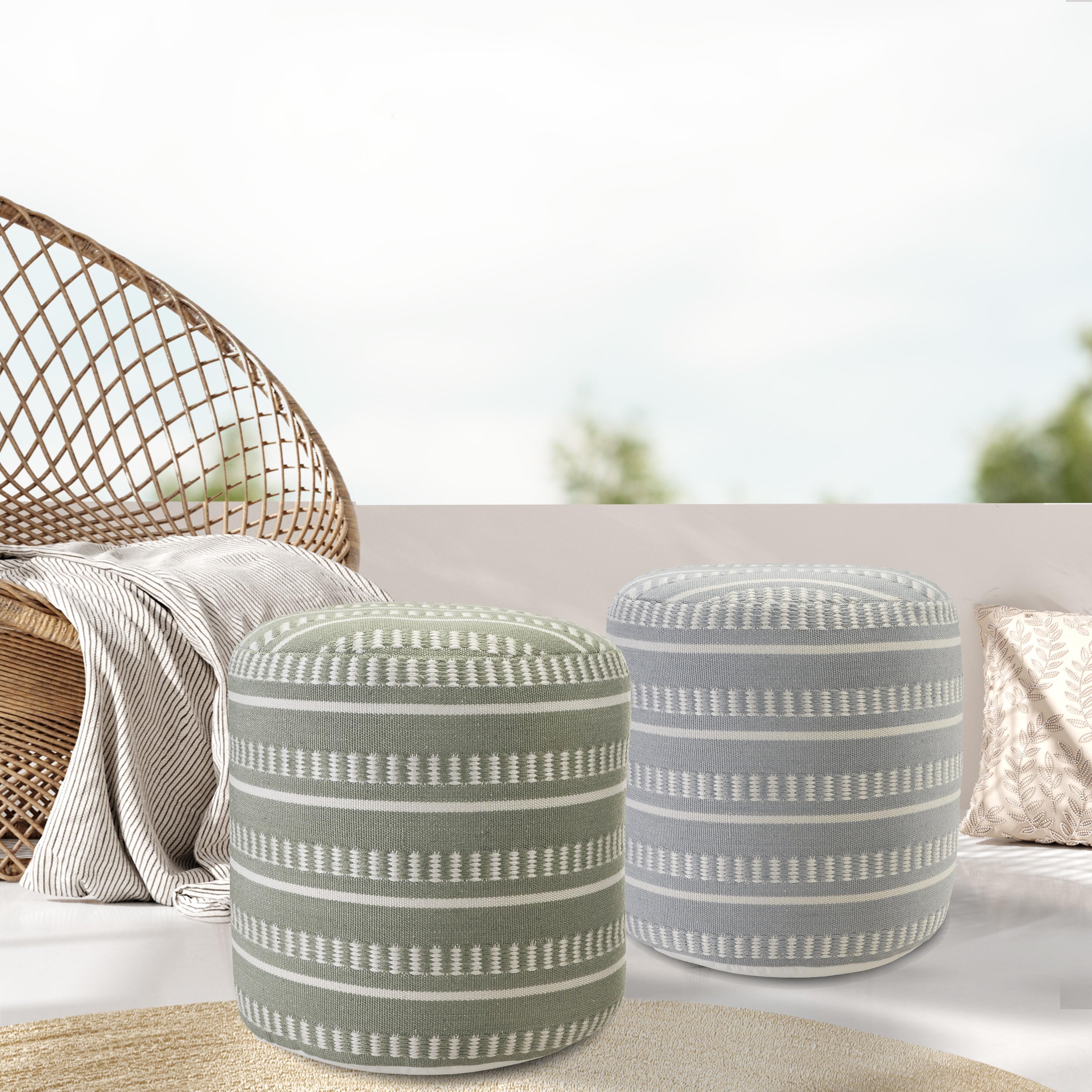 Atlantis Striped Pouf, Green, large