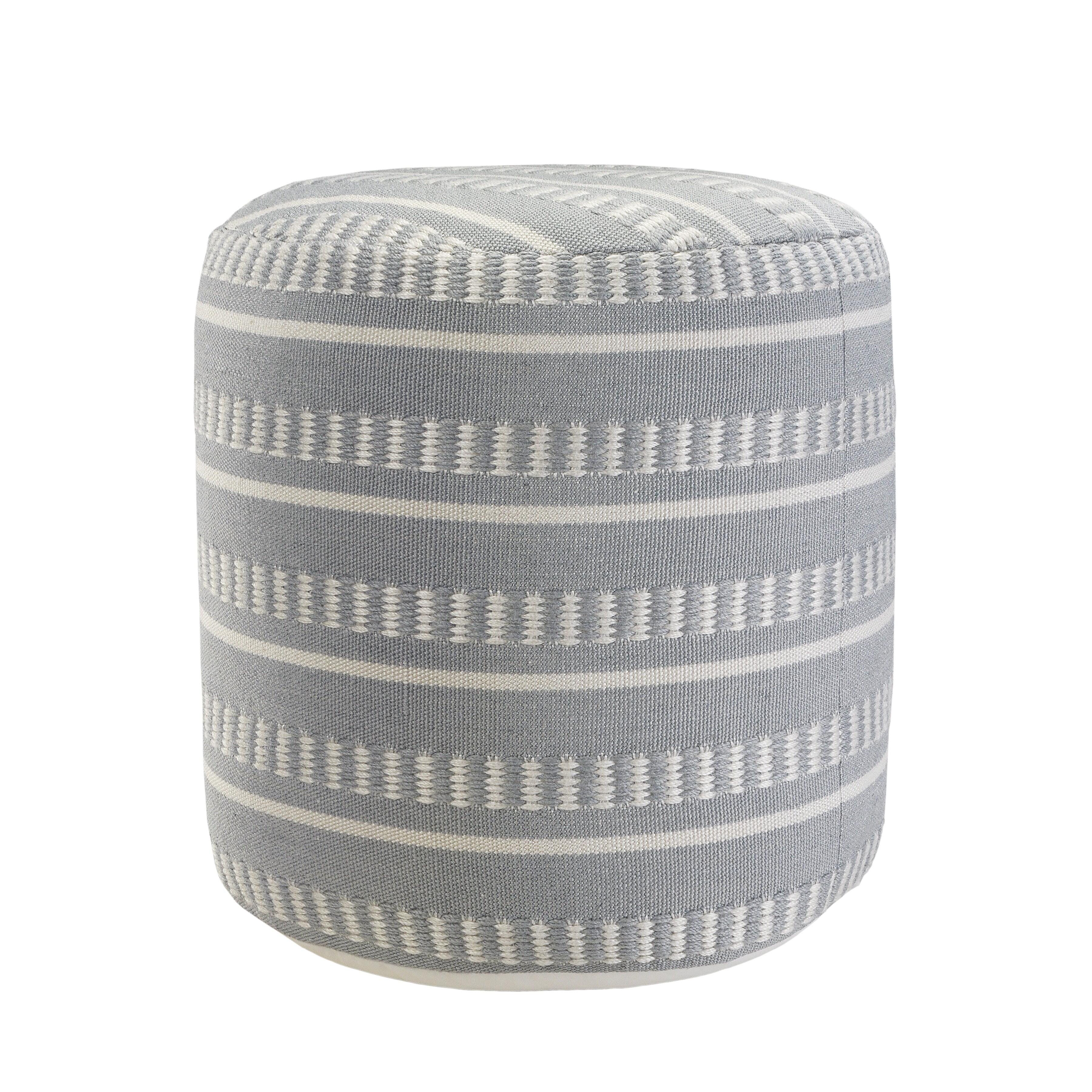 Atlantis Striped Pouf, Blue, large