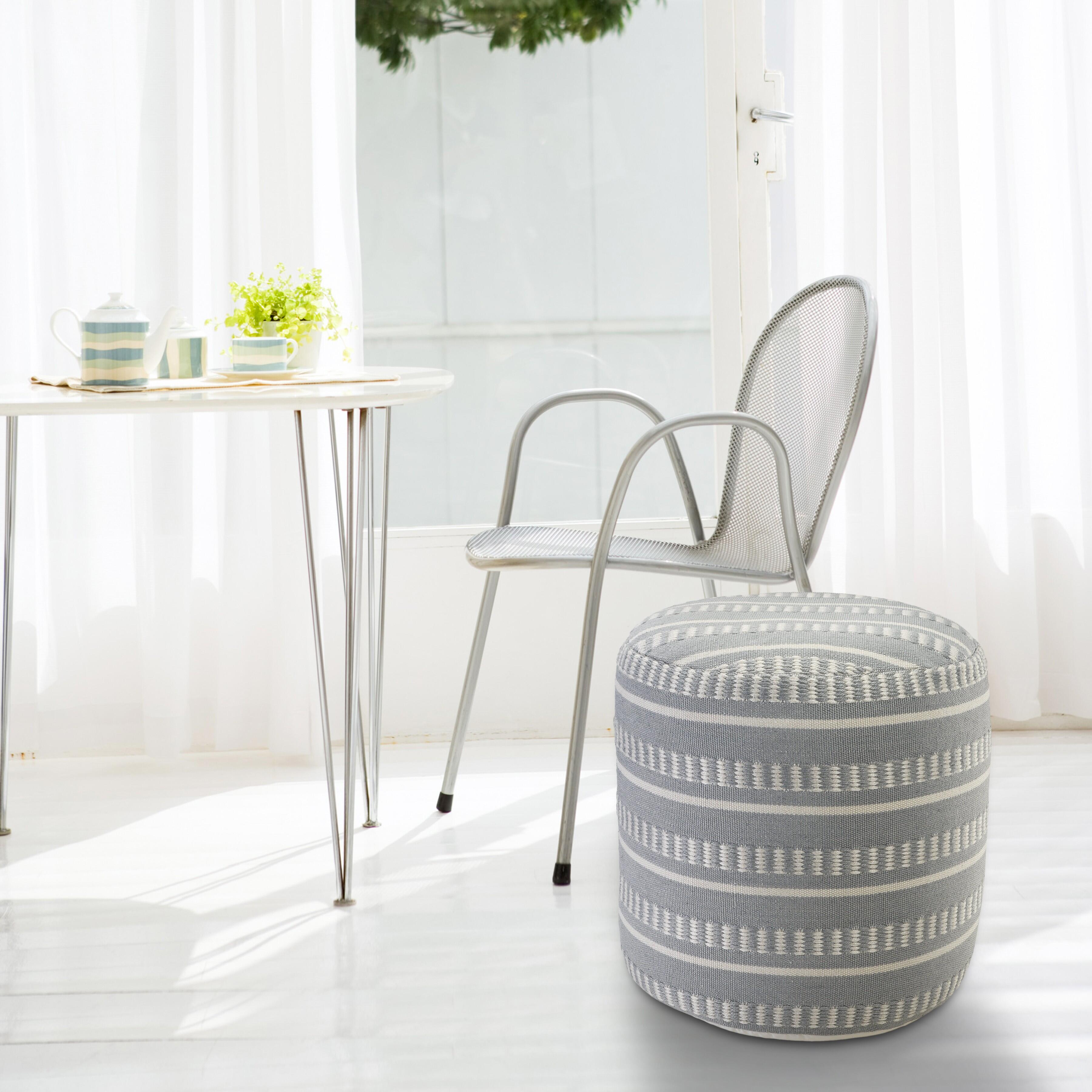 Atlantis Striped Pouf, Blue, large