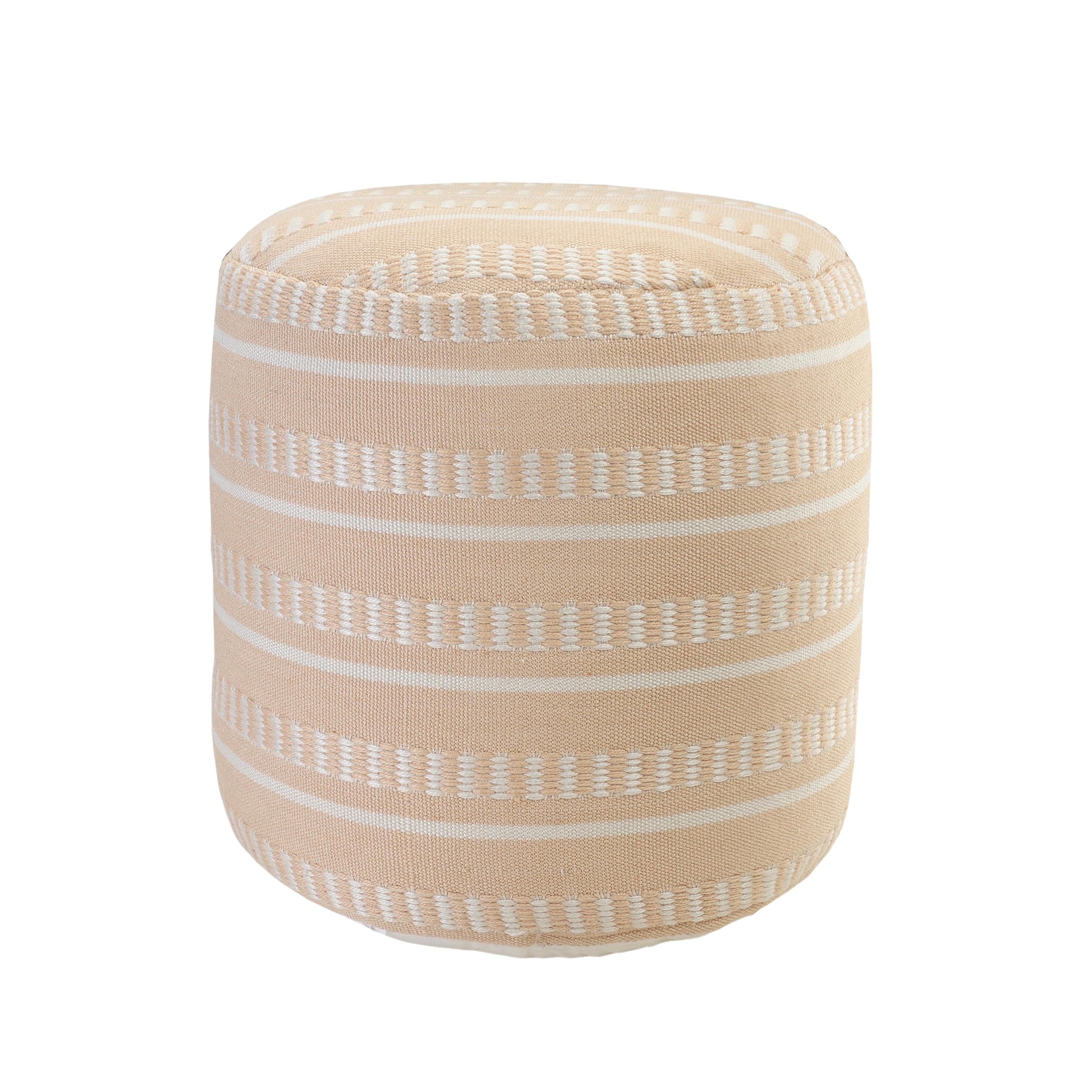 Atlantis Striped Pouf, Orange, large