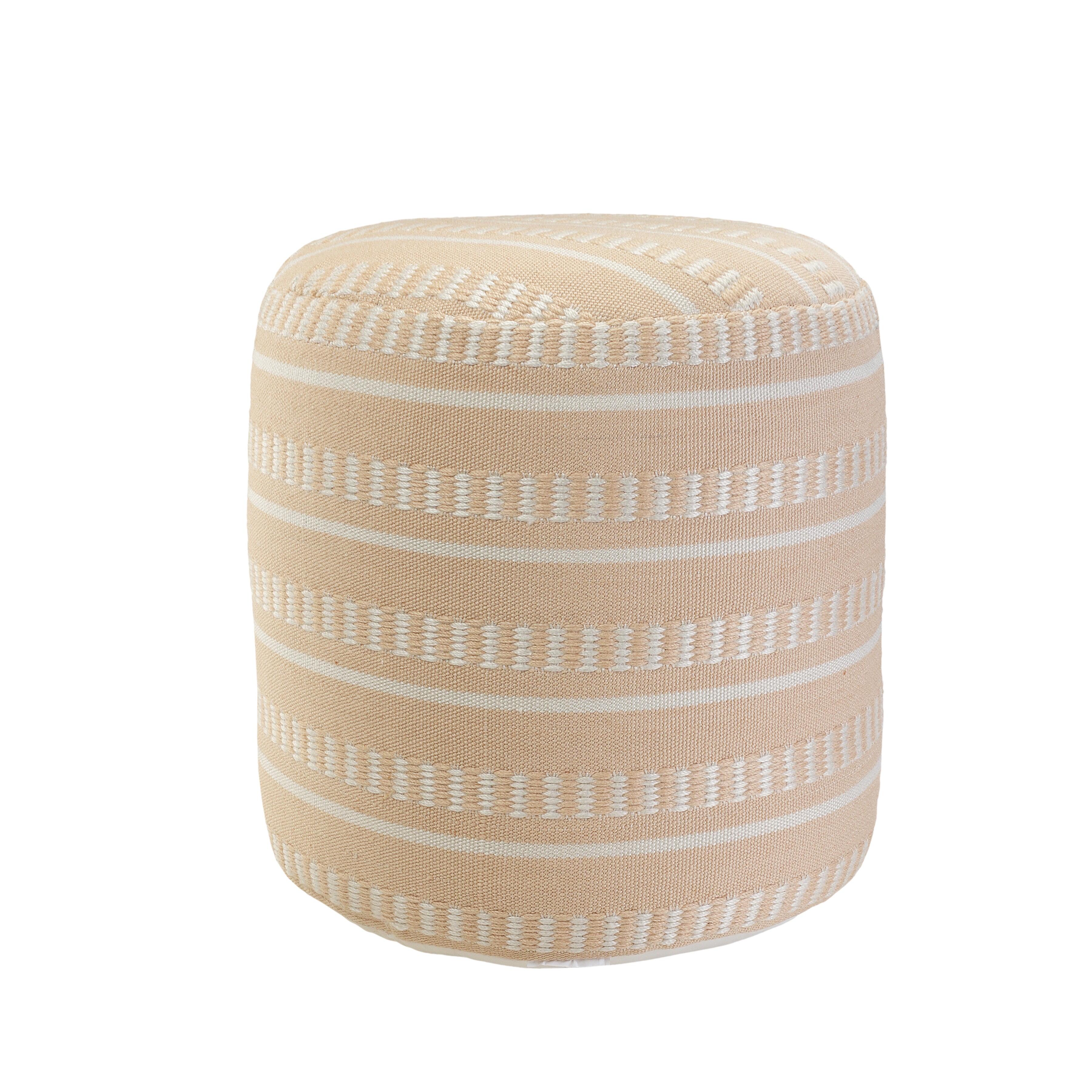 Atlantis Striped Pouf, Orange, large
