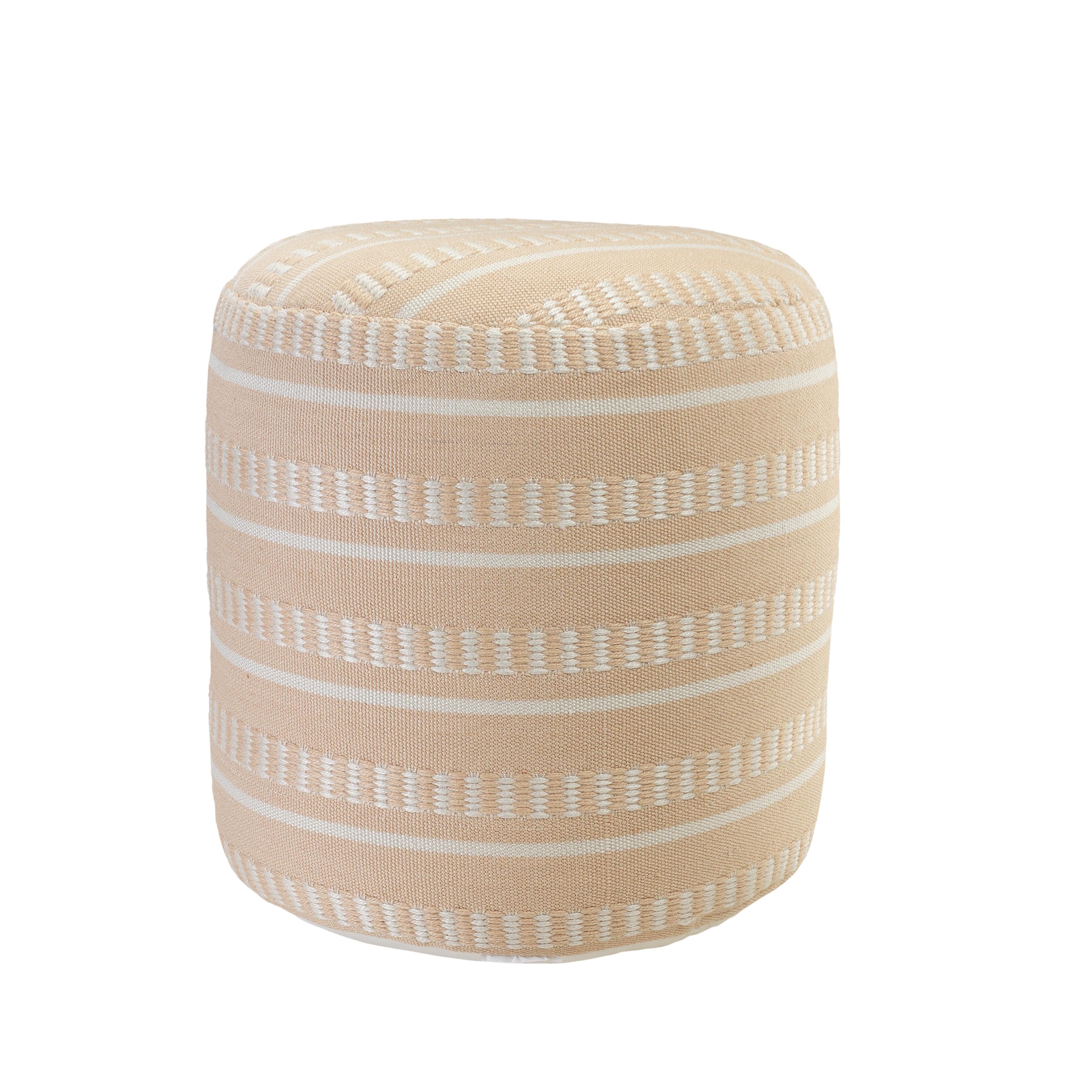 Atlantis Striped Pouf, Orange, large