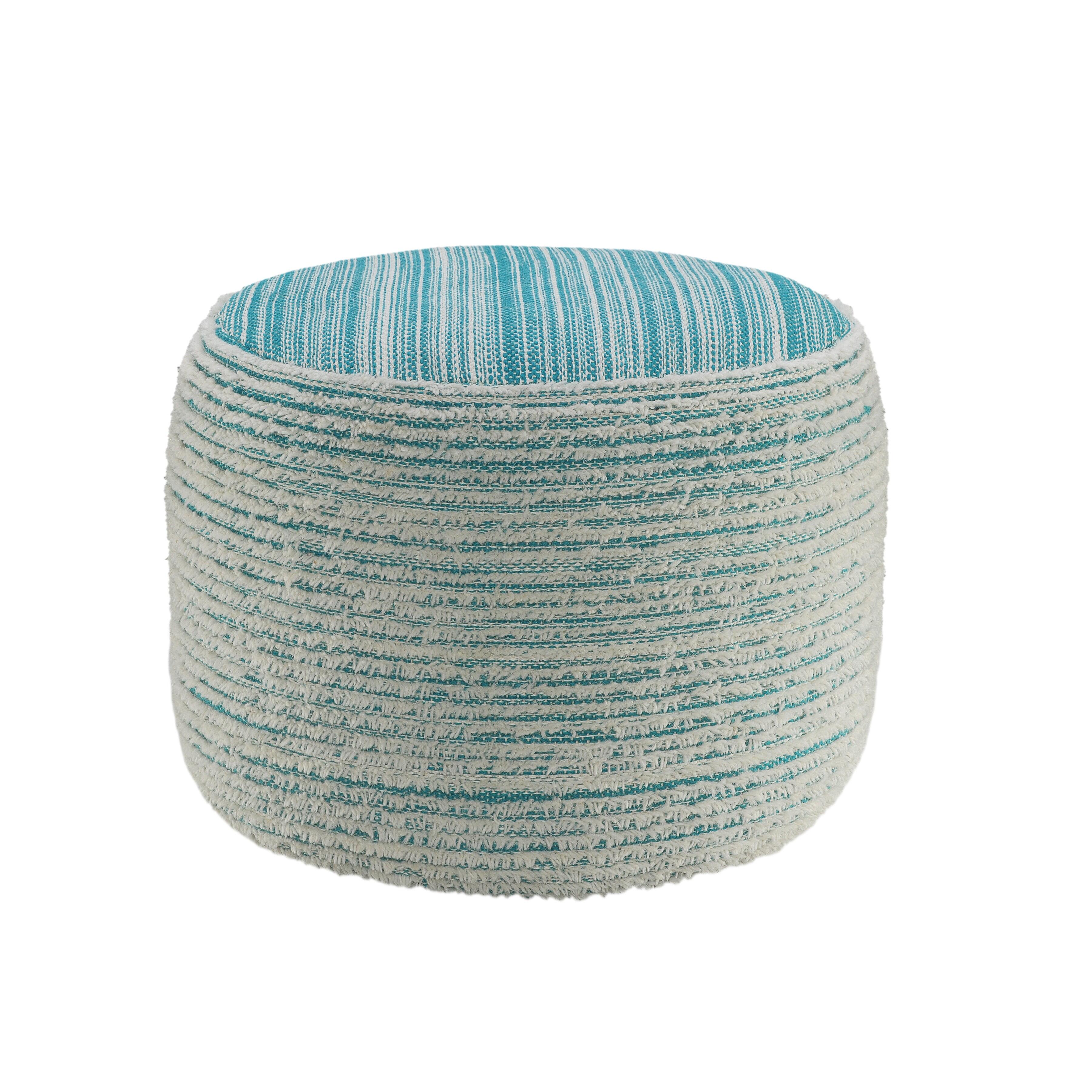 Havana Striped Pouf, Blue, large