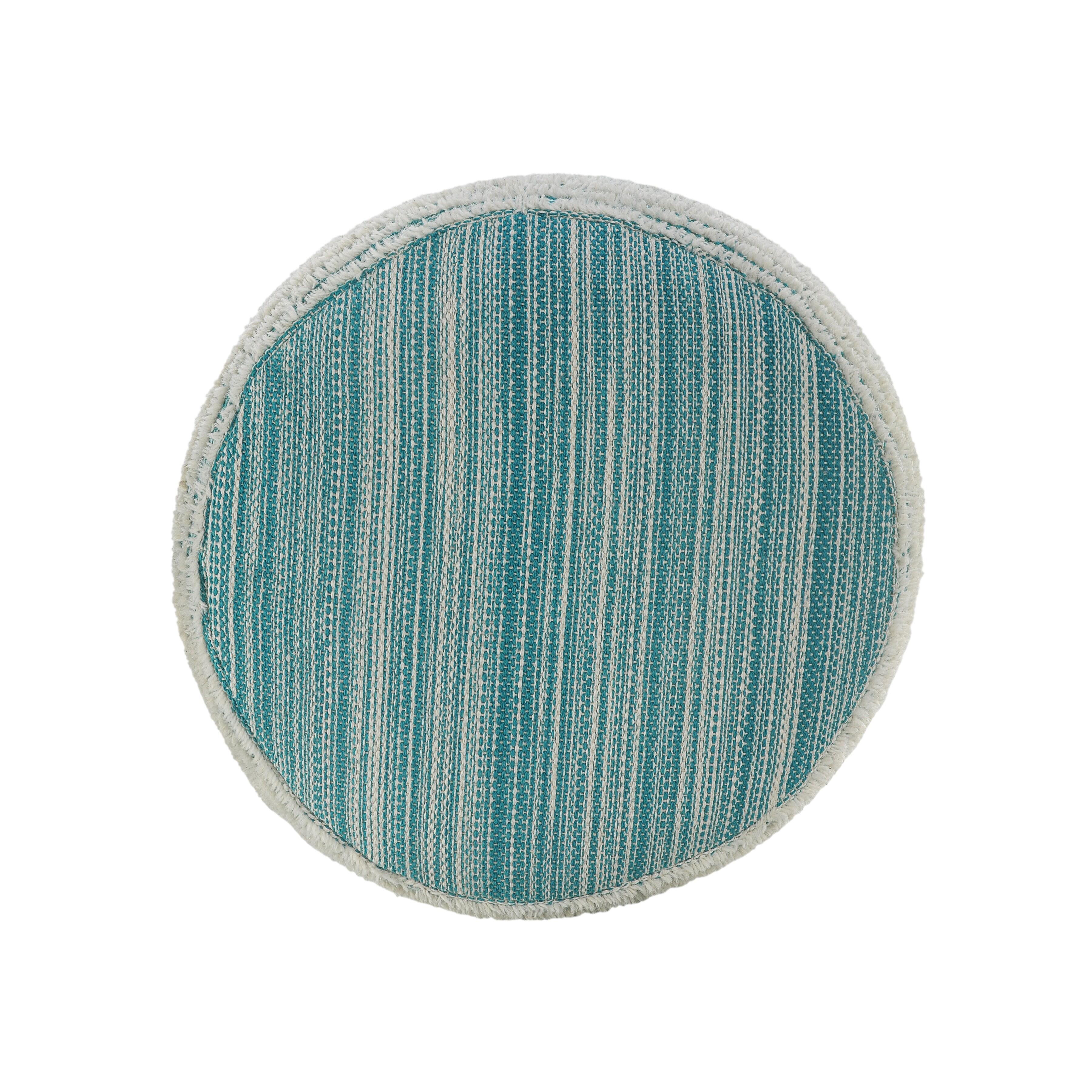 Havana Striped Pouf, Blue, large