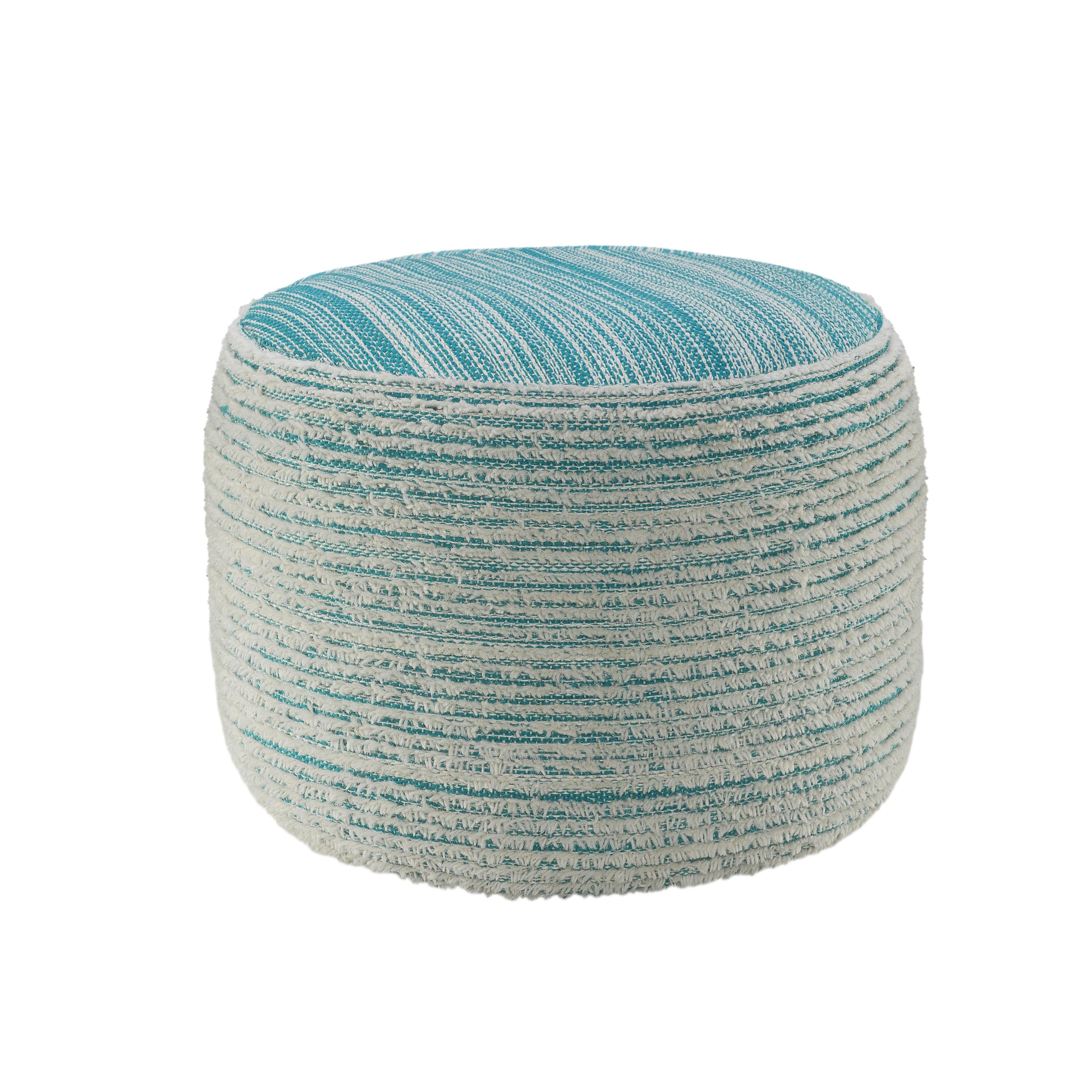 Havana Striped Pouf, Blue, large