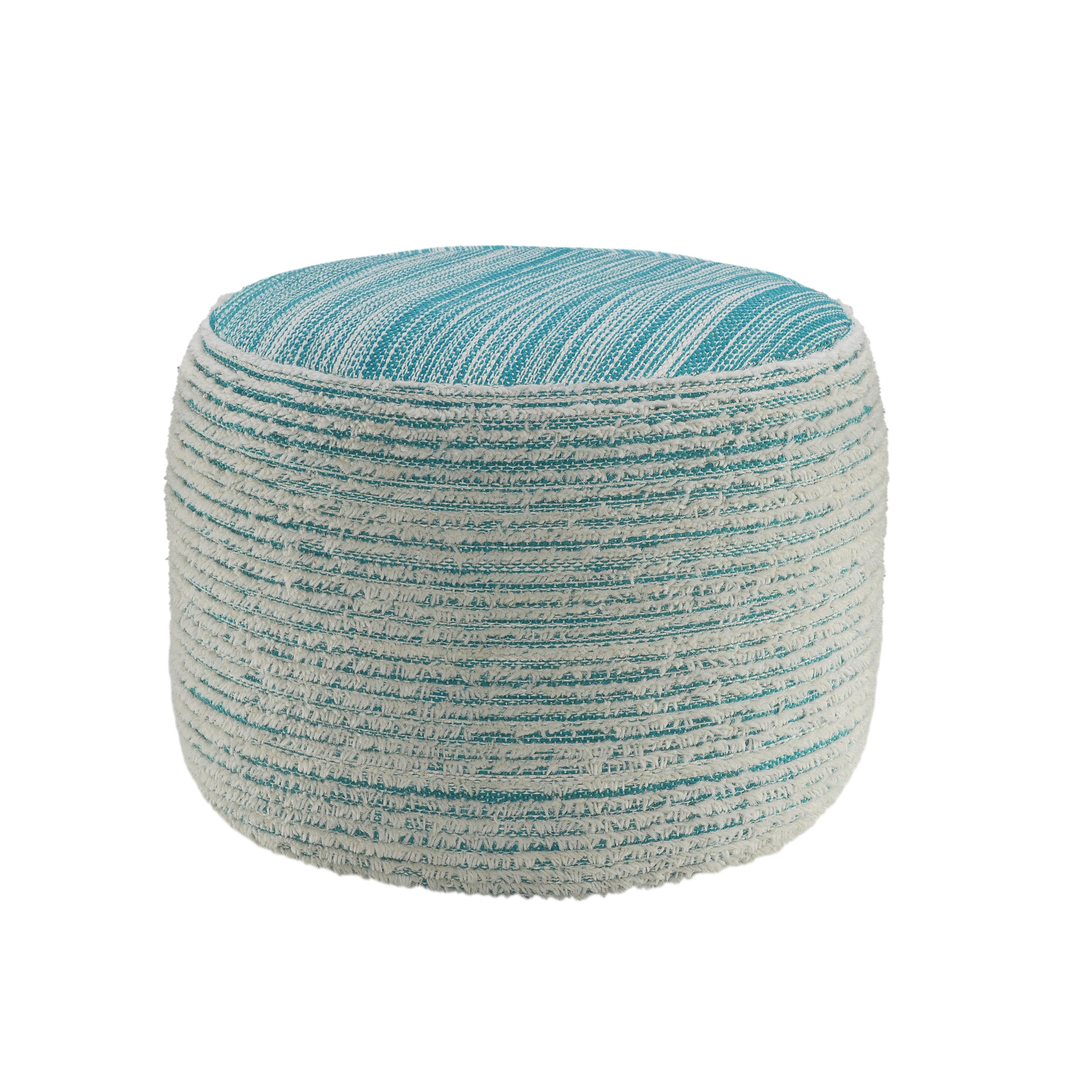 Havana Striped Pouf, Blue, large