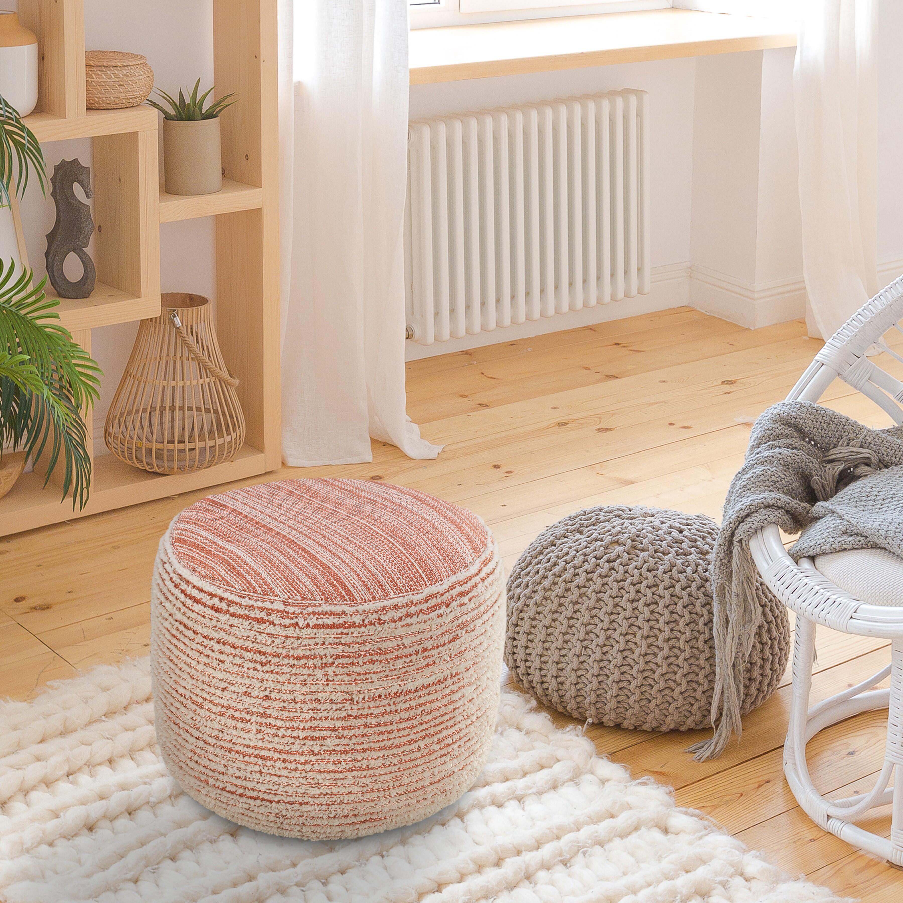 Havana Striped Pouf, Pink, large