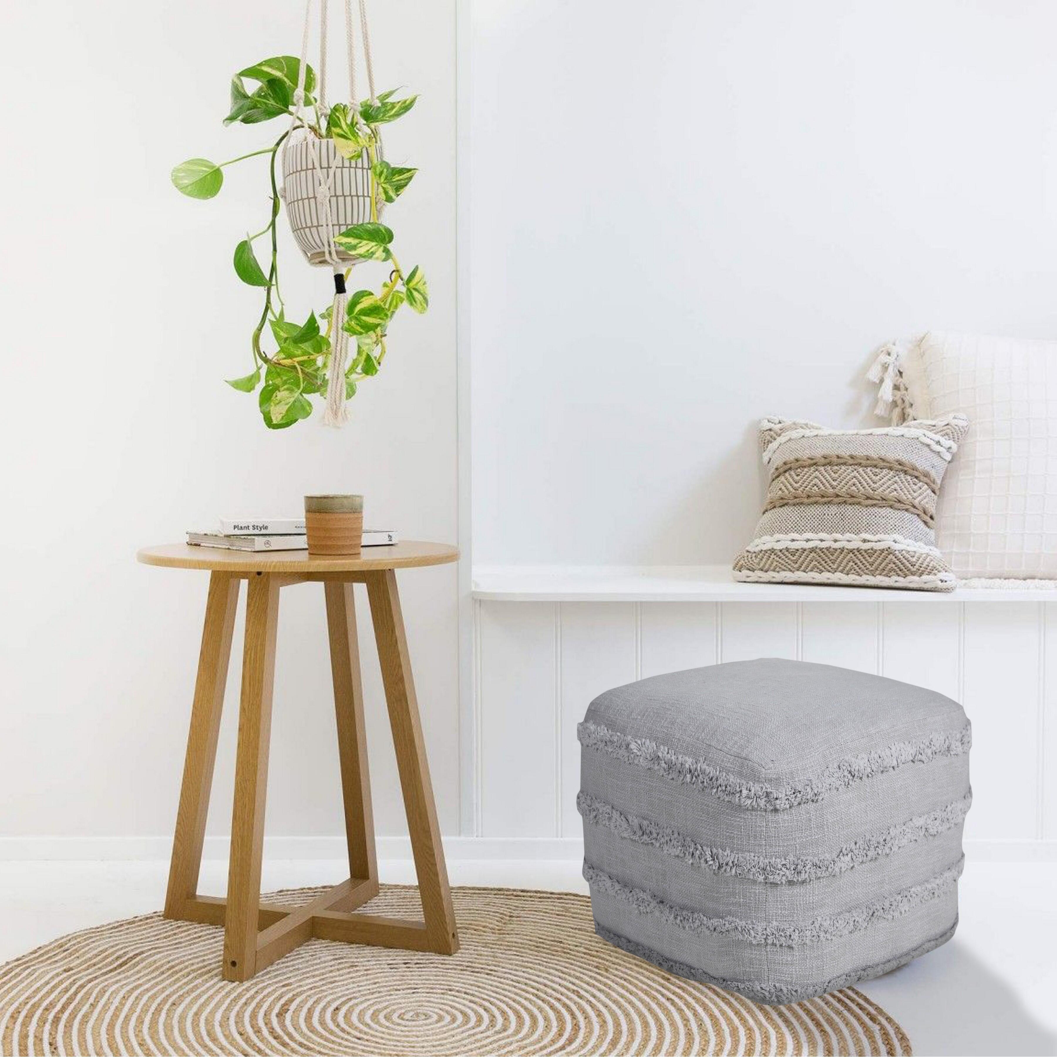 Revelation Striped Pouf, Gray, large