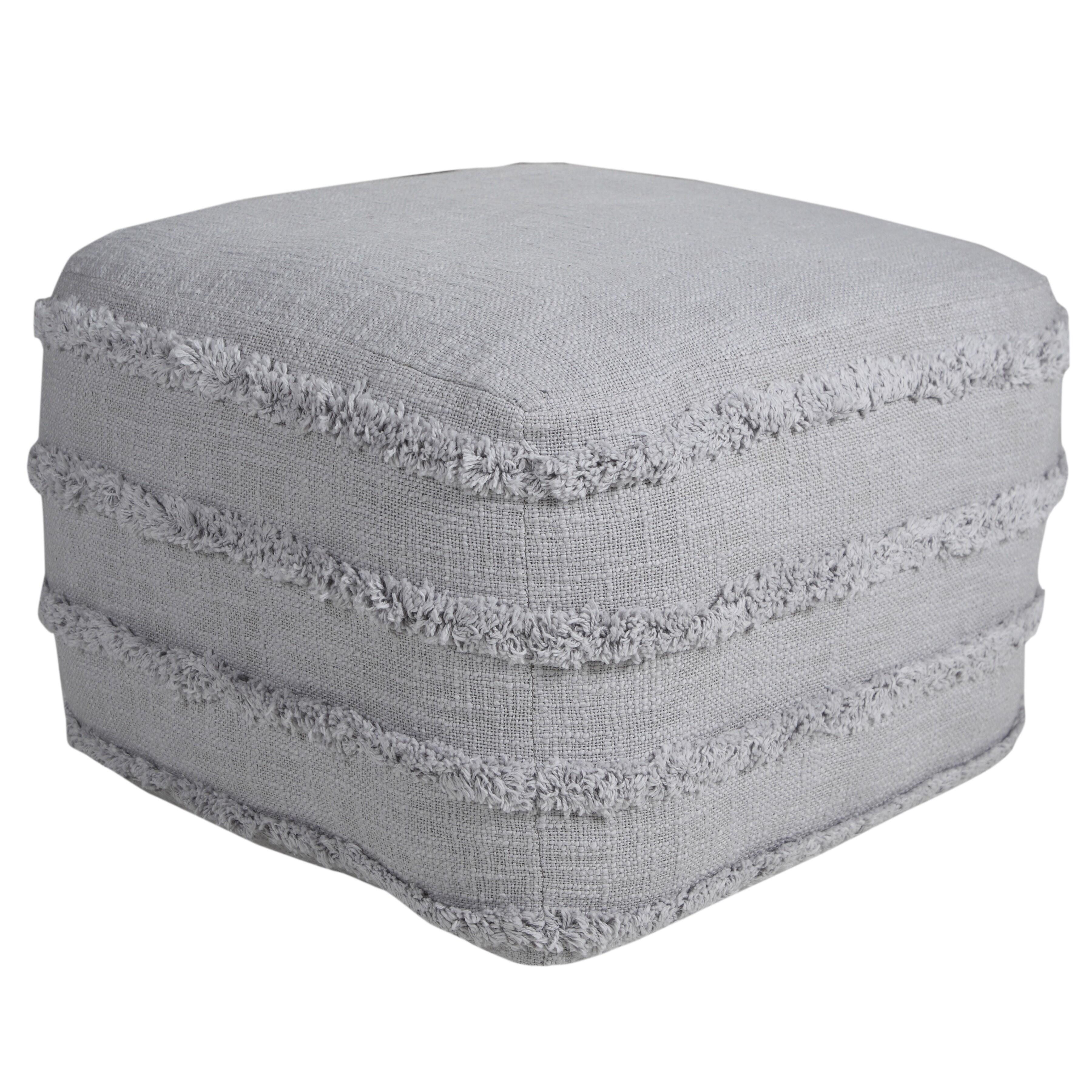 Revelation Striped Pouf, Gray, large