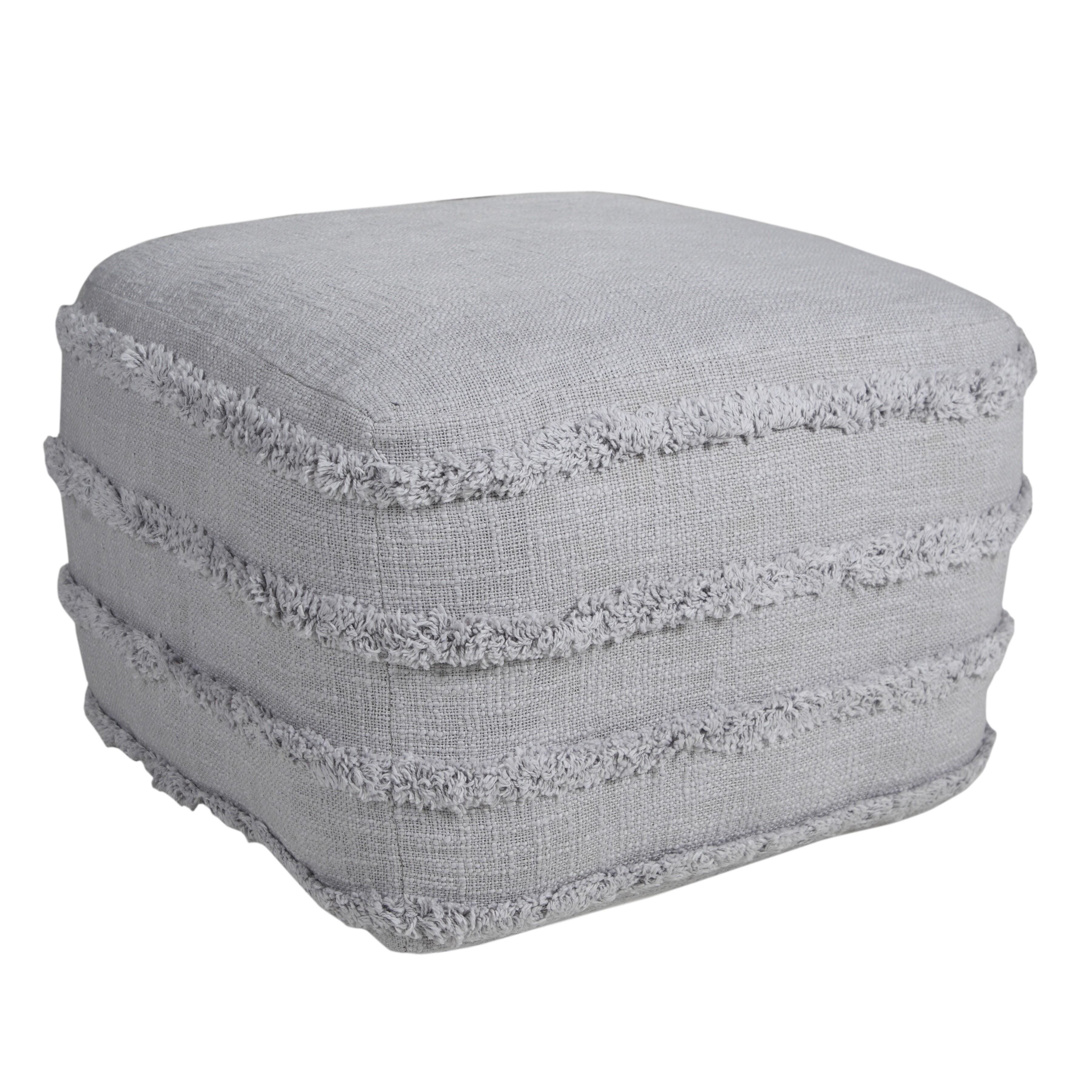 Revelation Striped Pouf, Gray, large