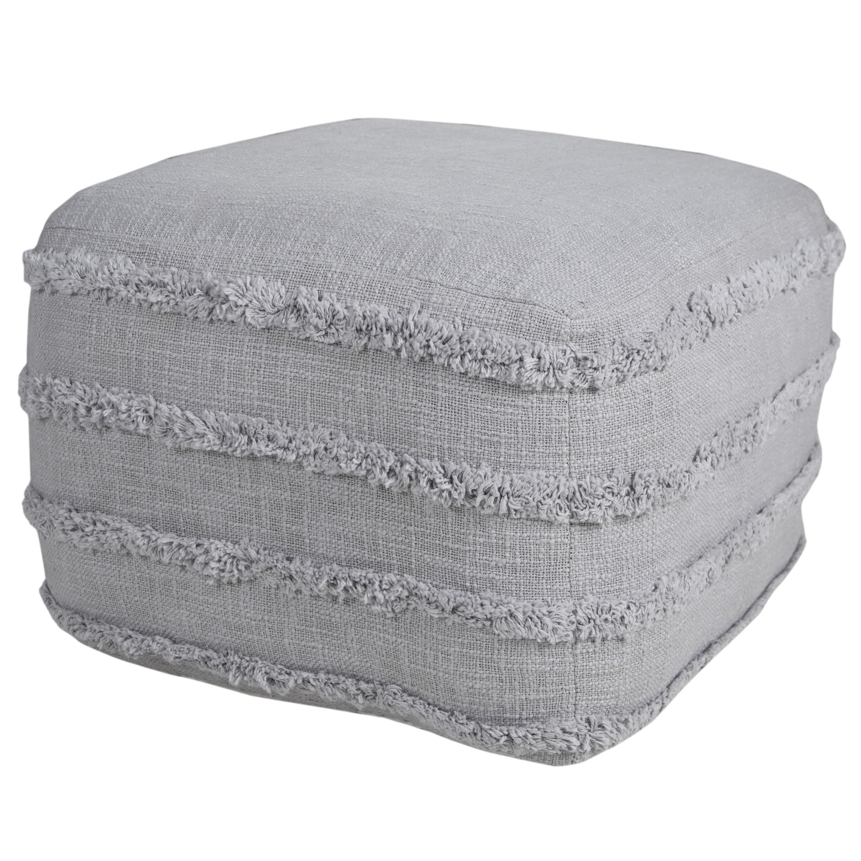 Revelation Striped Pouf, Gray, large