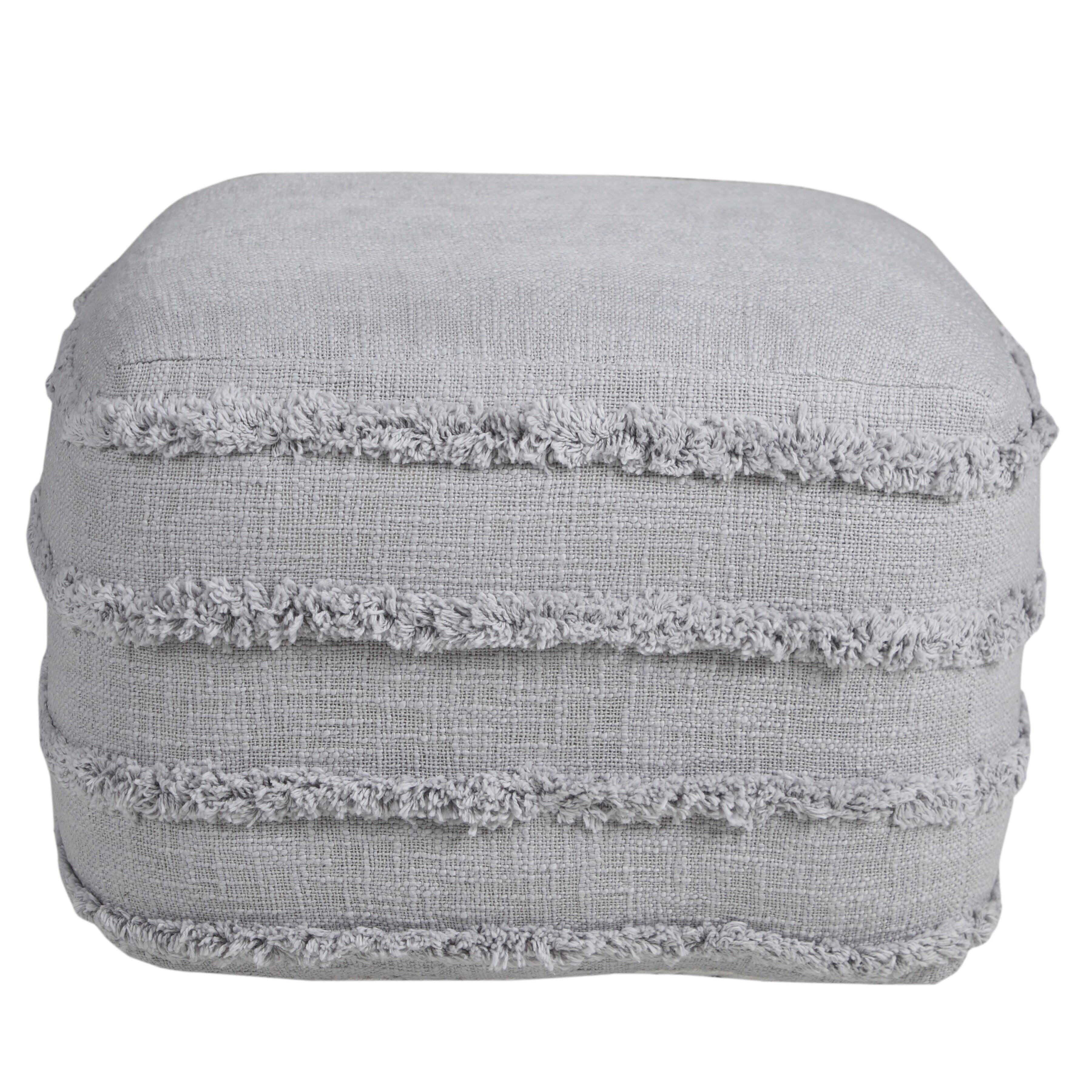 Revelation Striped Pouf, Gray, large