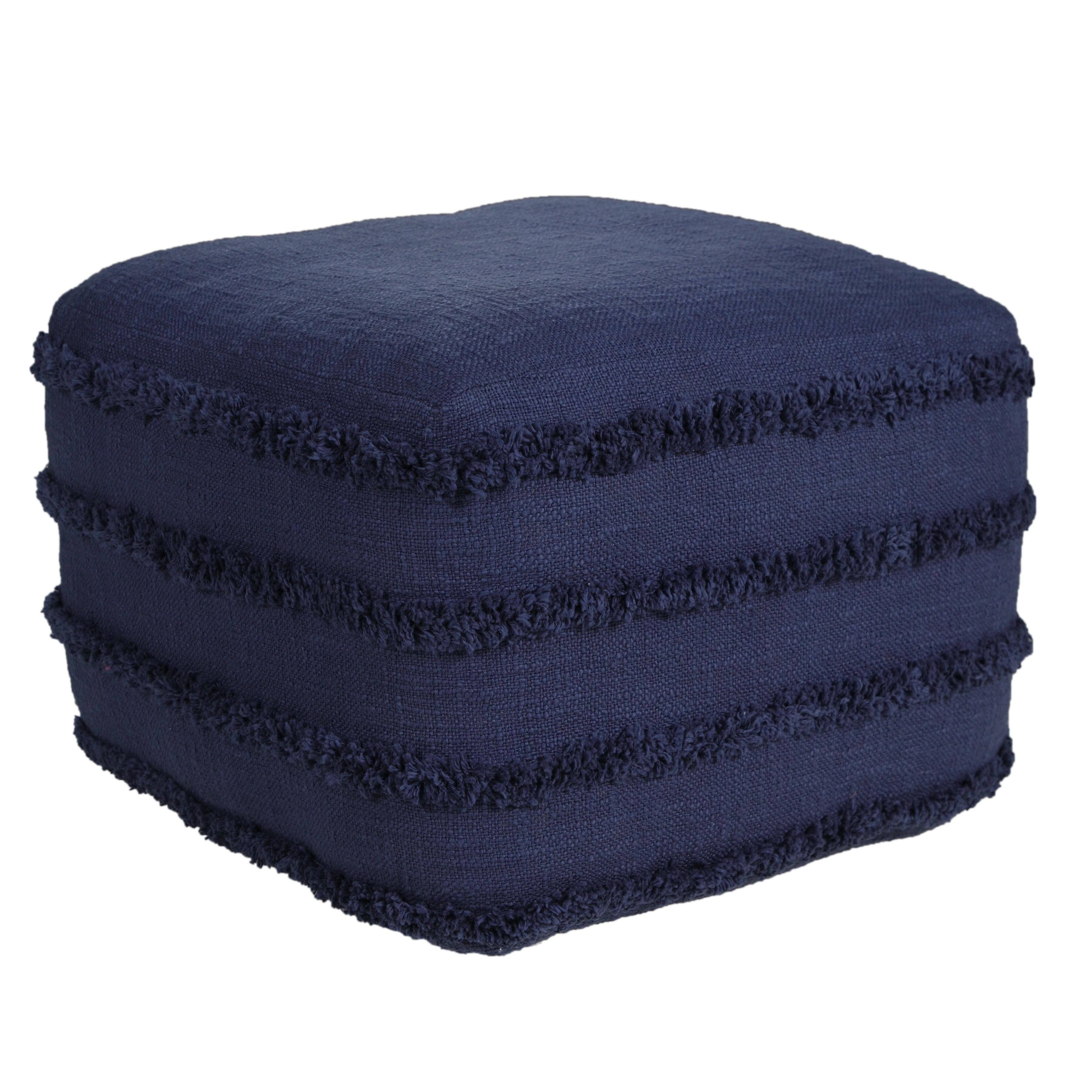 Revelation Striped Pouf, Blue, large