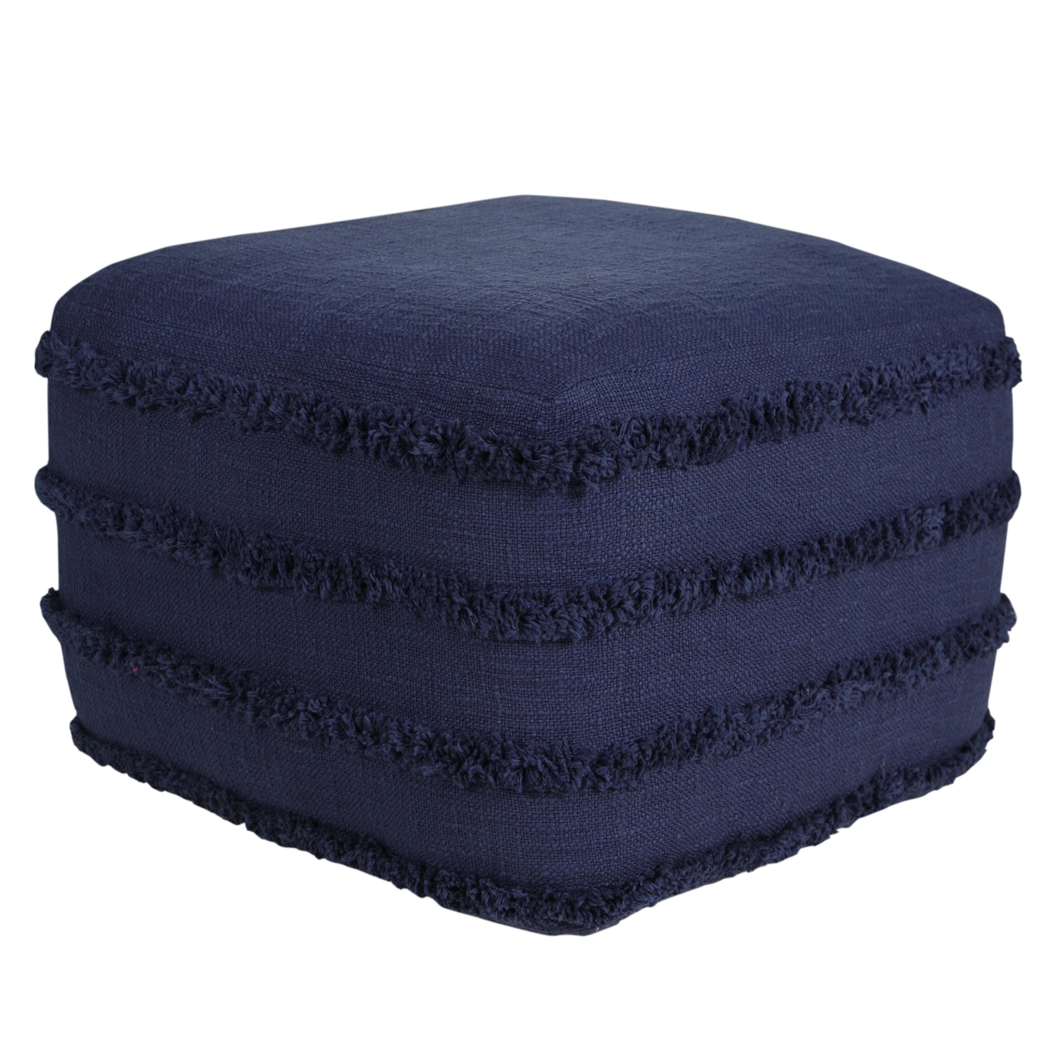 Revelation Striped Pouf, Blue, large