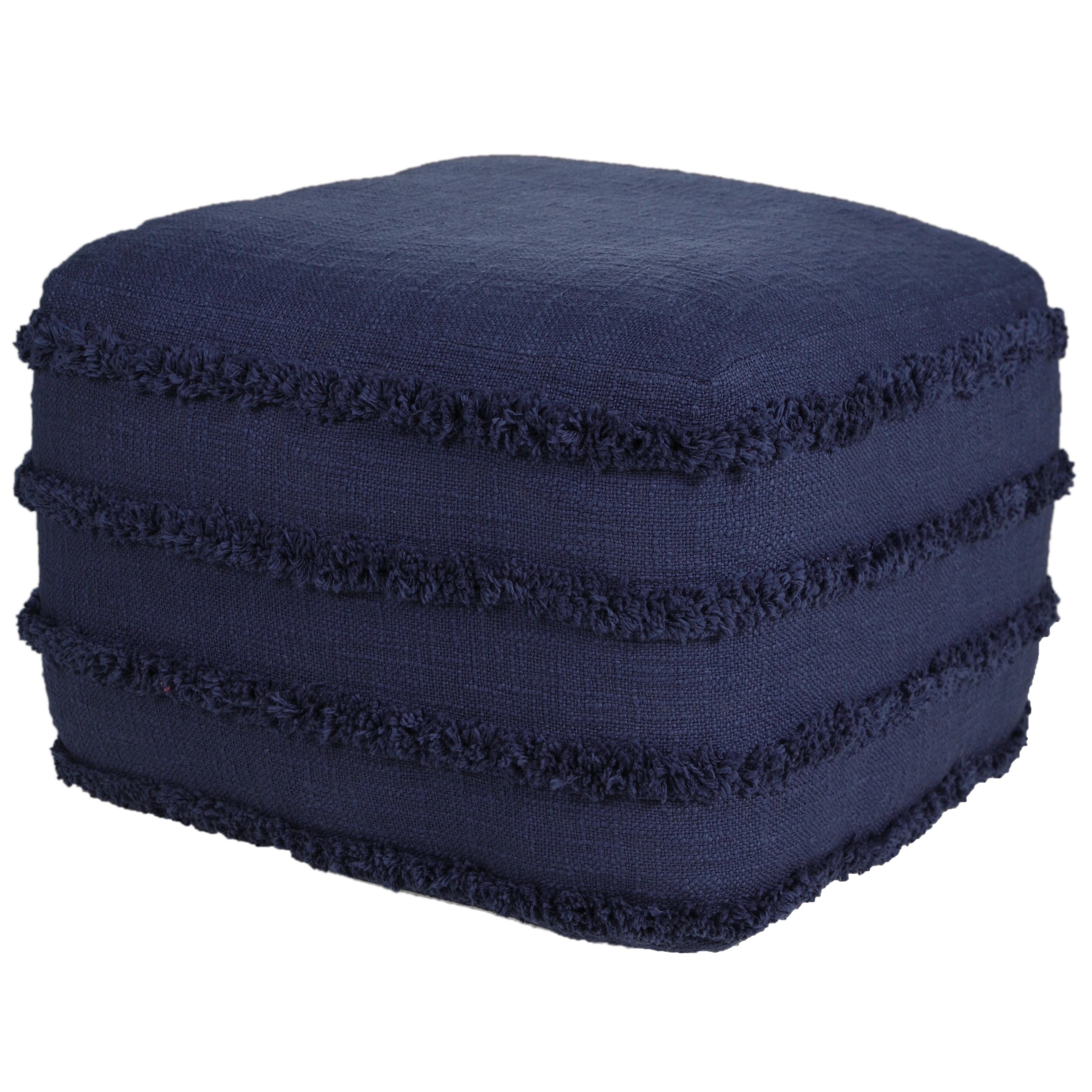 Revelation Striped Pouf, Blue, large