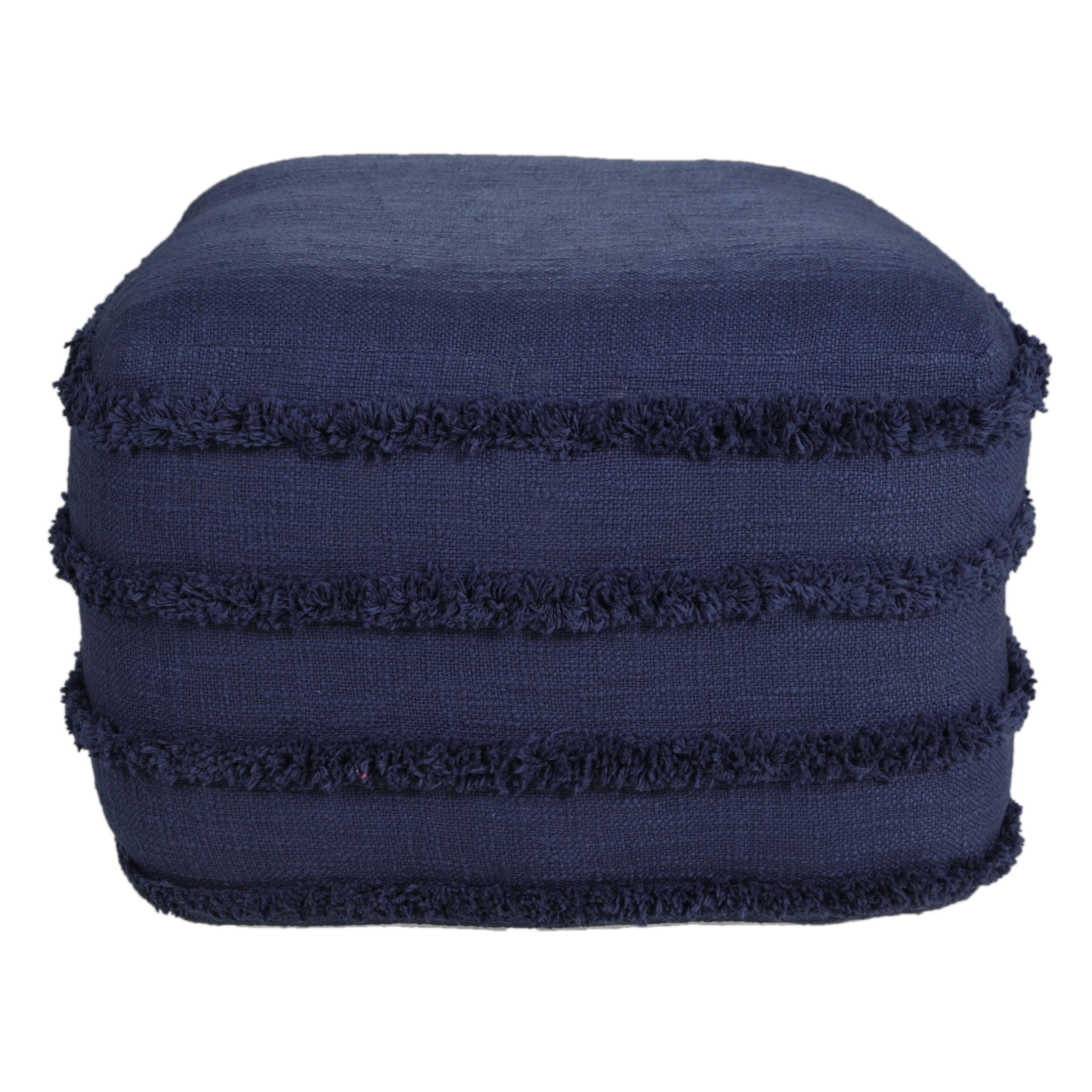 Revelation Striped Pouf, Blue, large