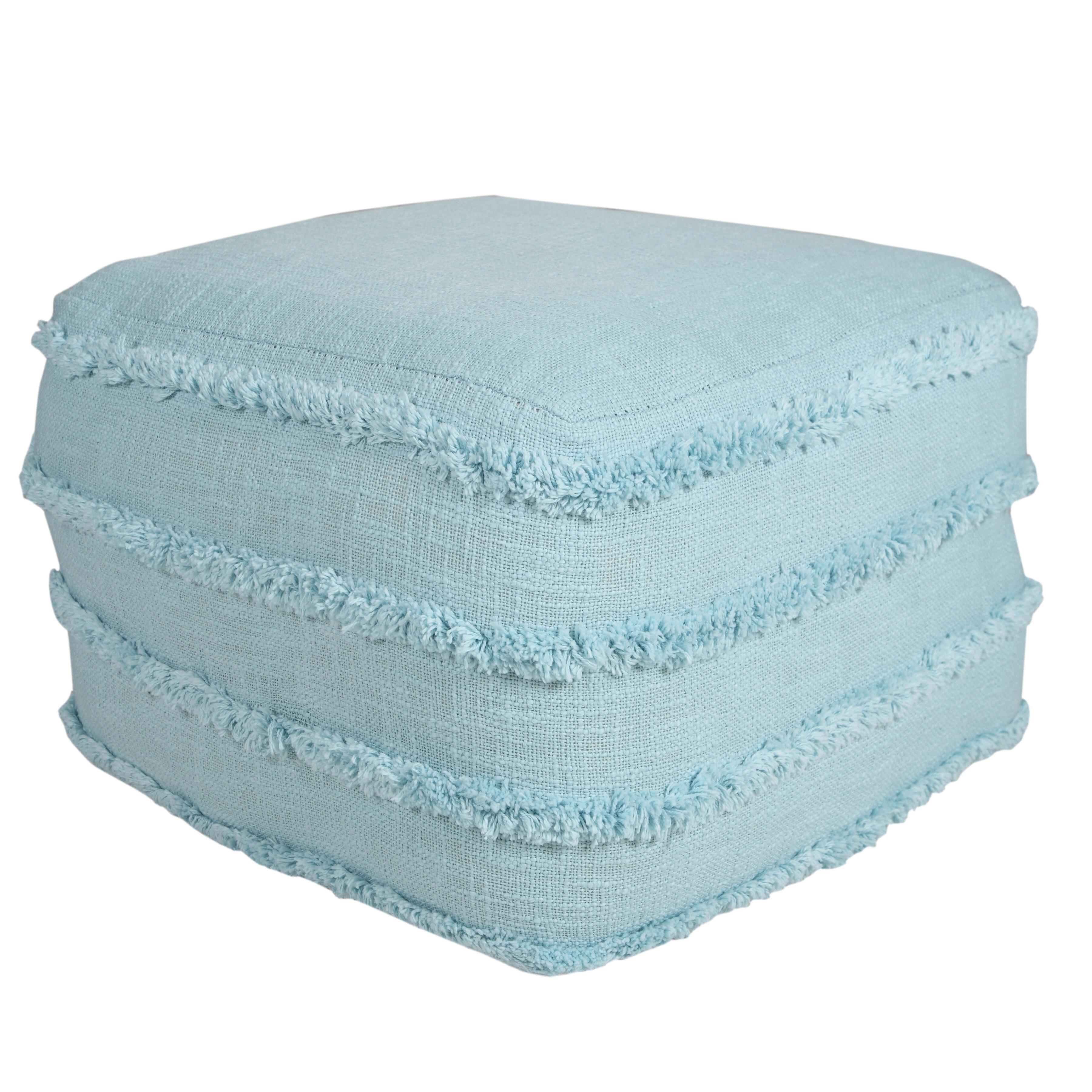 Revelation Striped Pouf, Light Blue, large