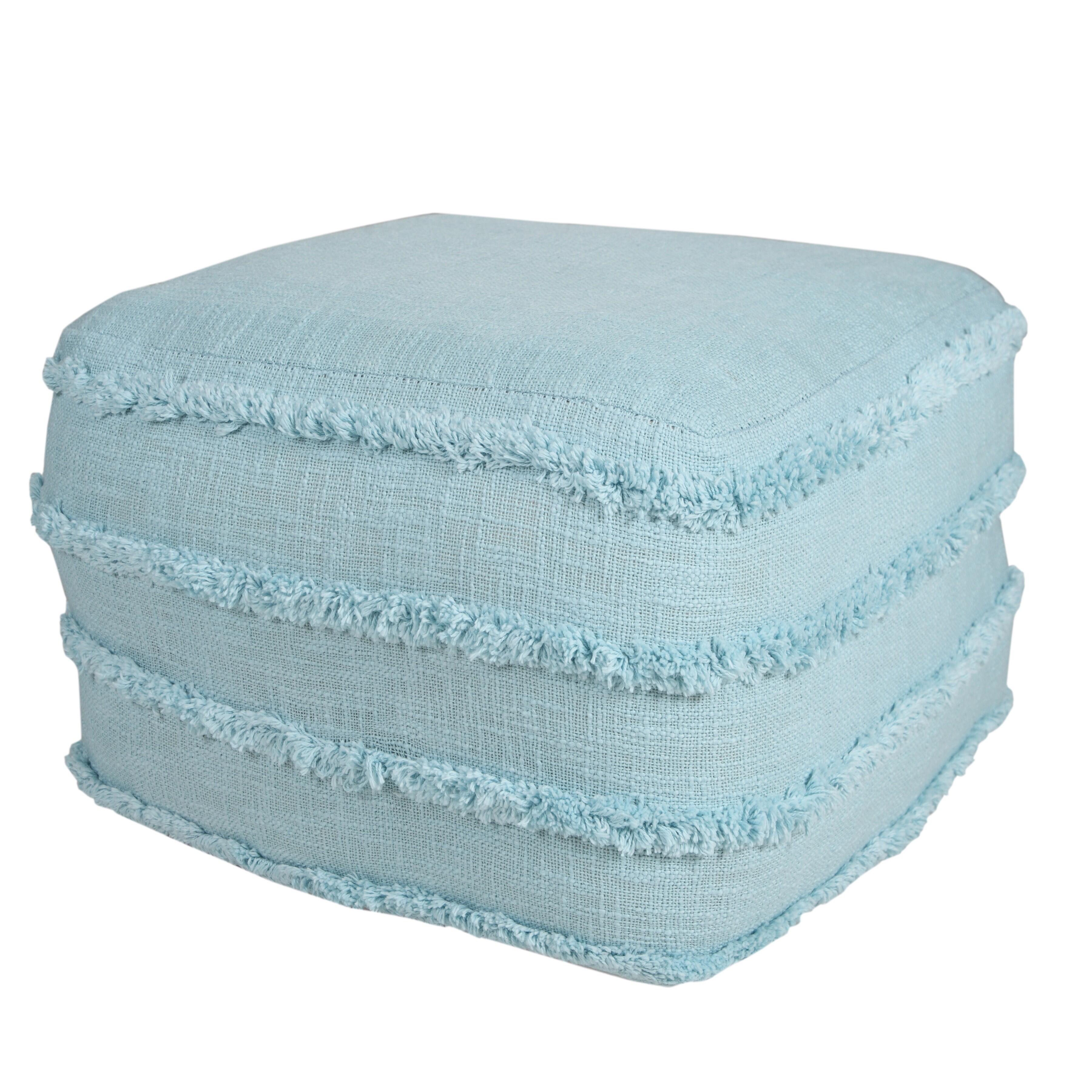 Revelation Striped Pouf, Light Blue, large