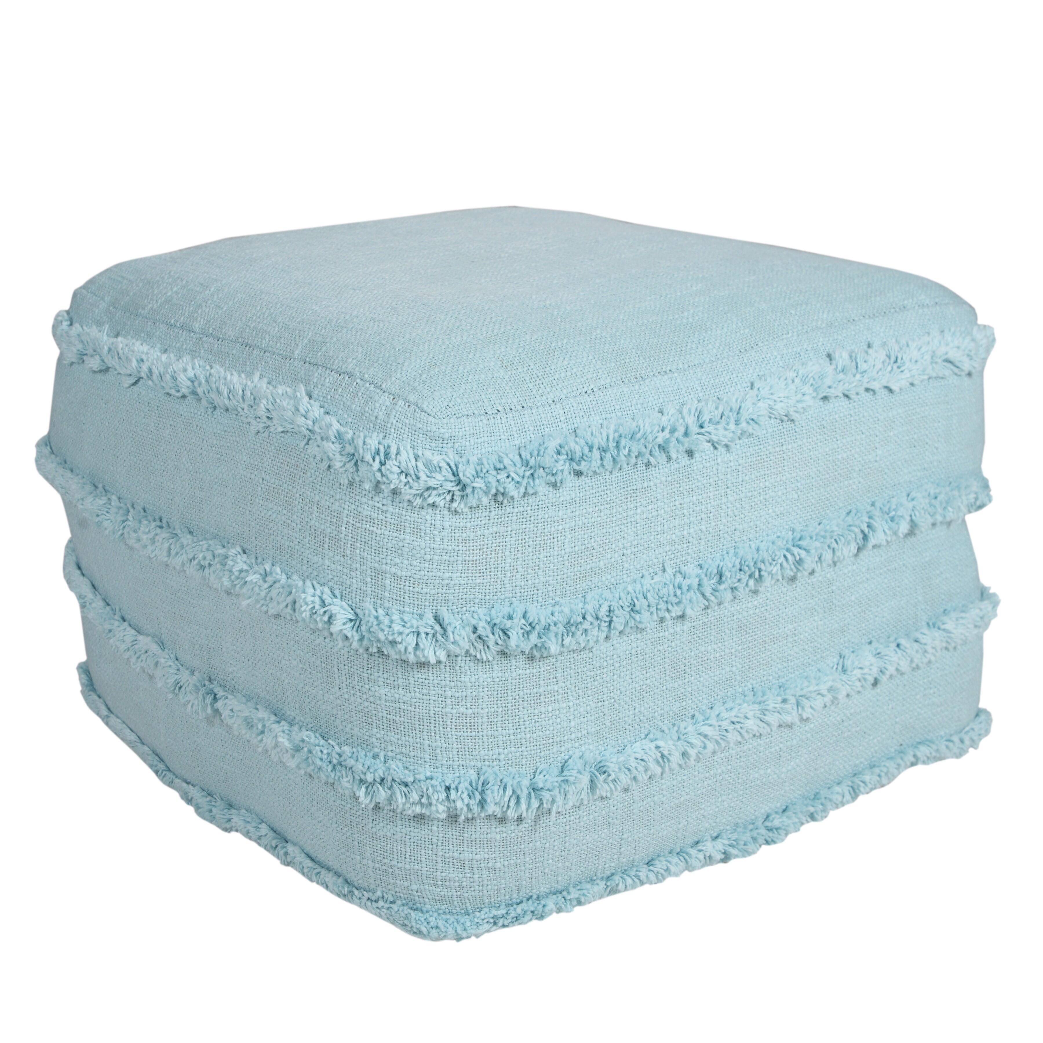 Revelation Striped Pouf, Light Blue, large