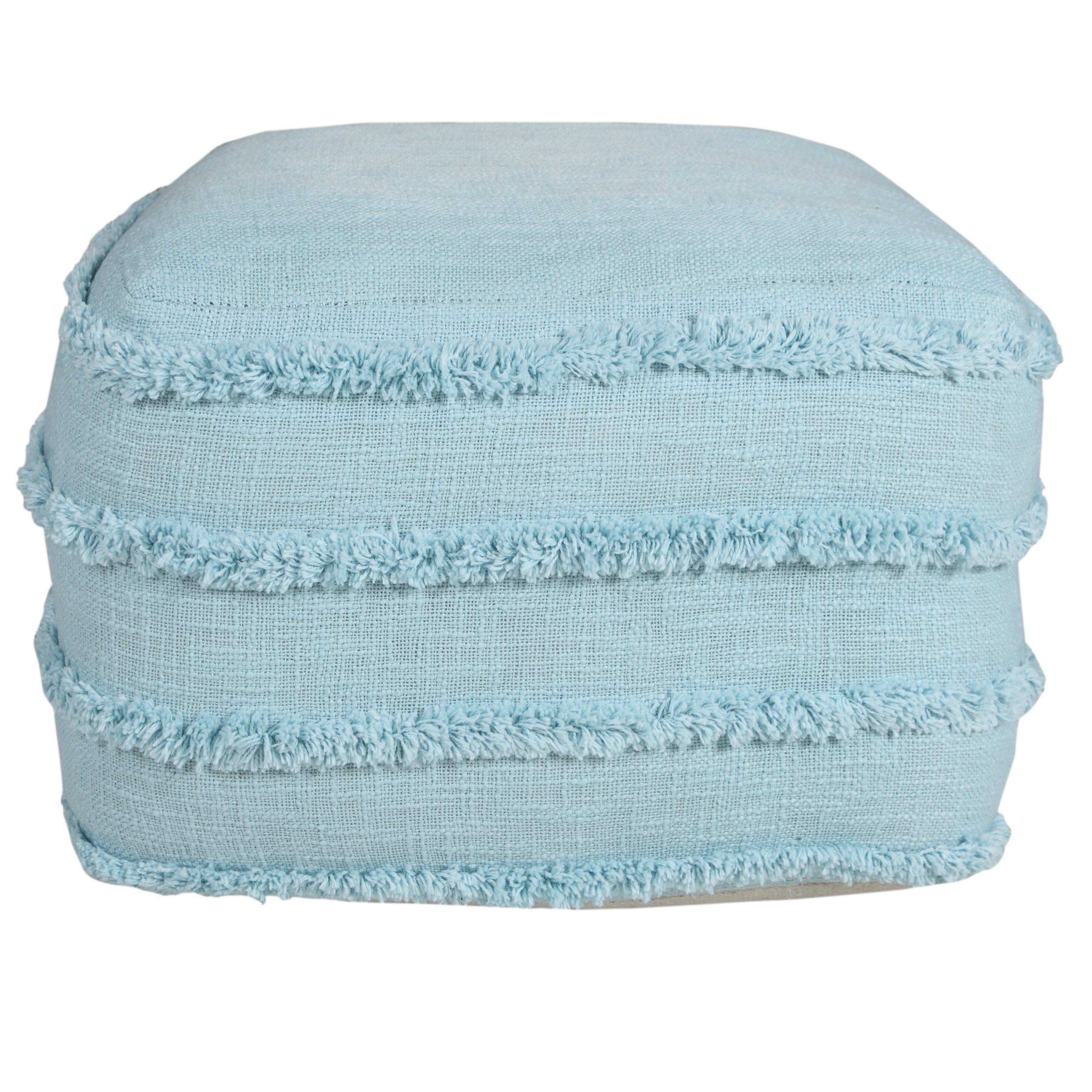 Revelation Striped Pouf, Light Blue, large