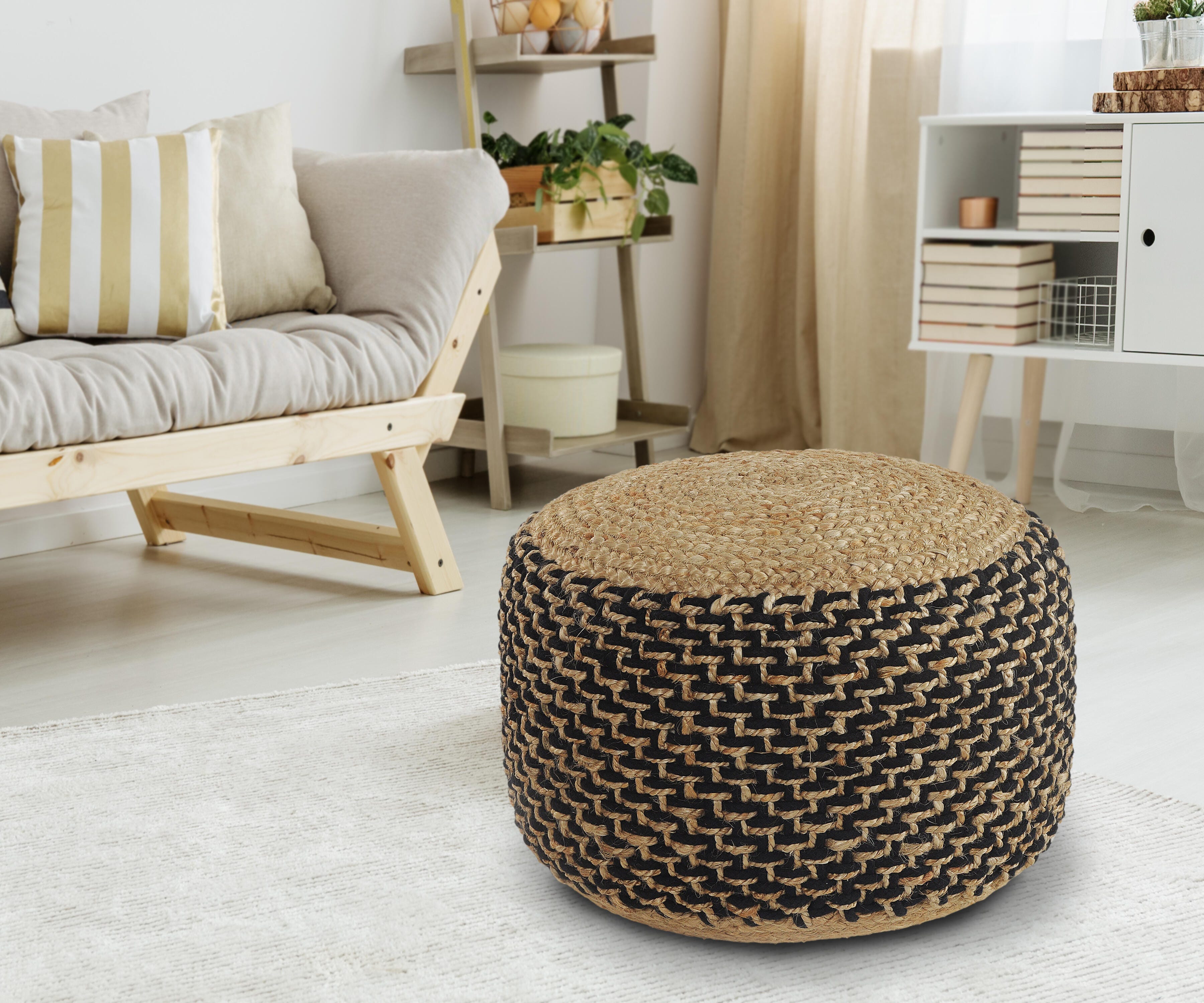 Spruce Geometric Pouf, , large