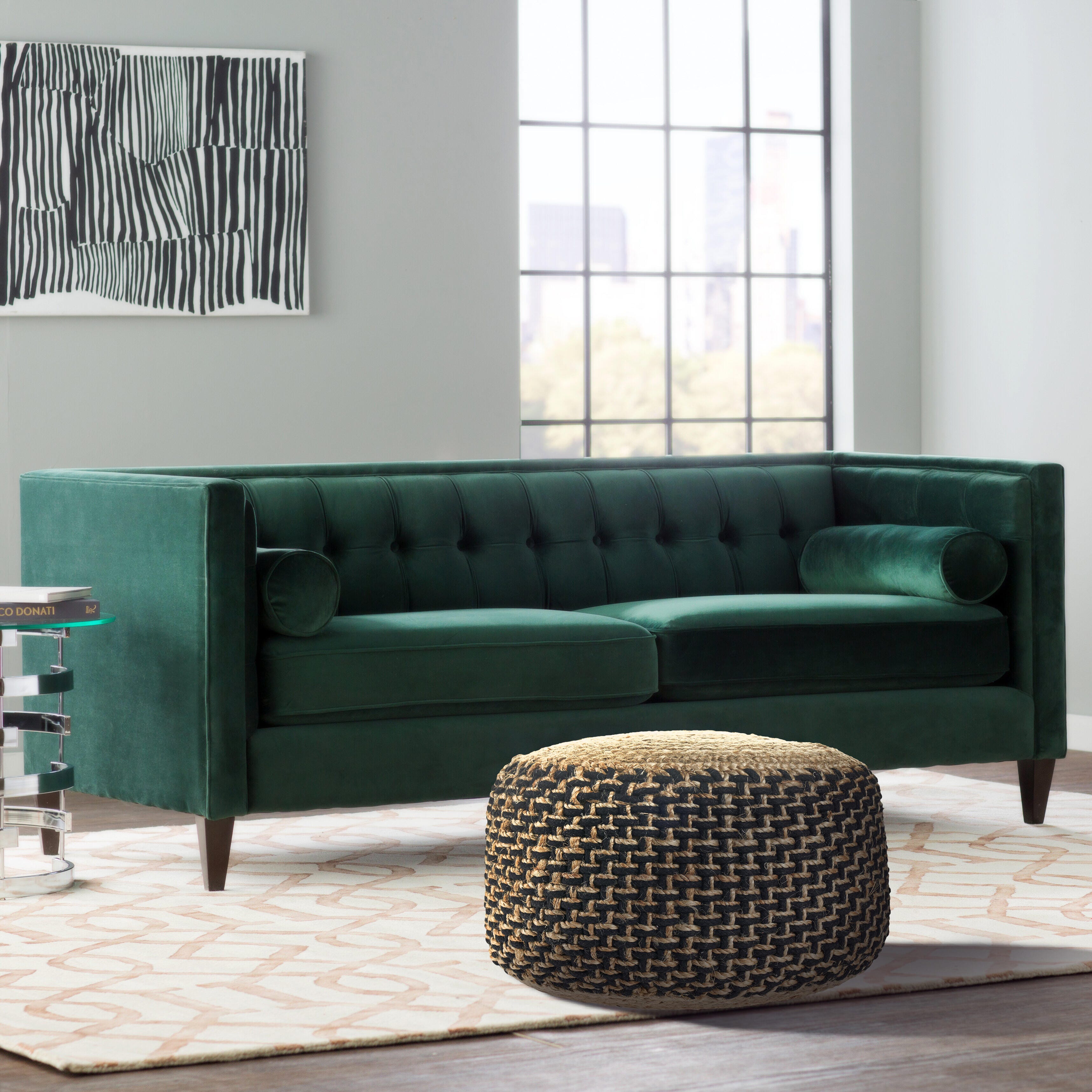 Spruce Geometric Pouf, , large