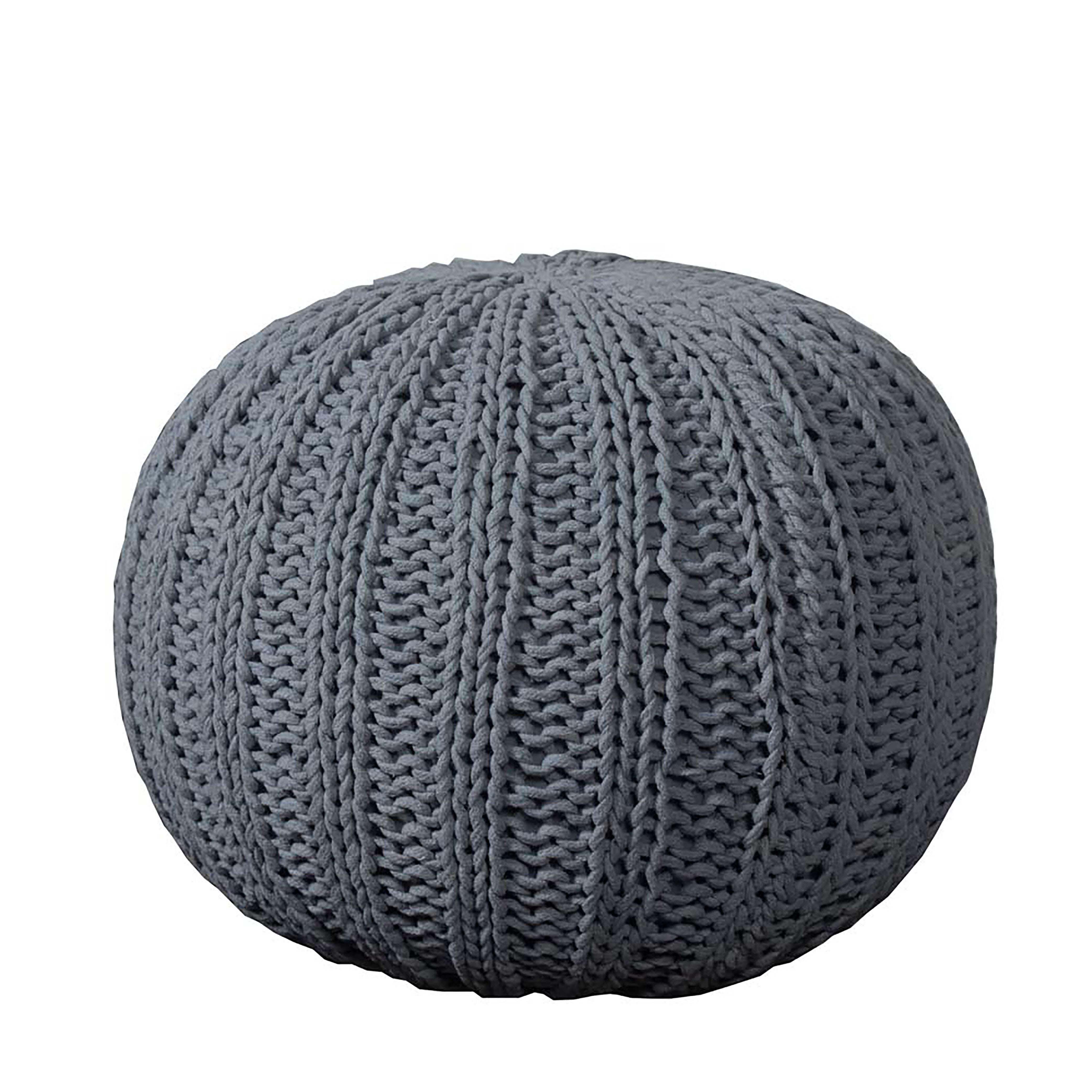 Celtic Cableknit Pouf, Gray, large