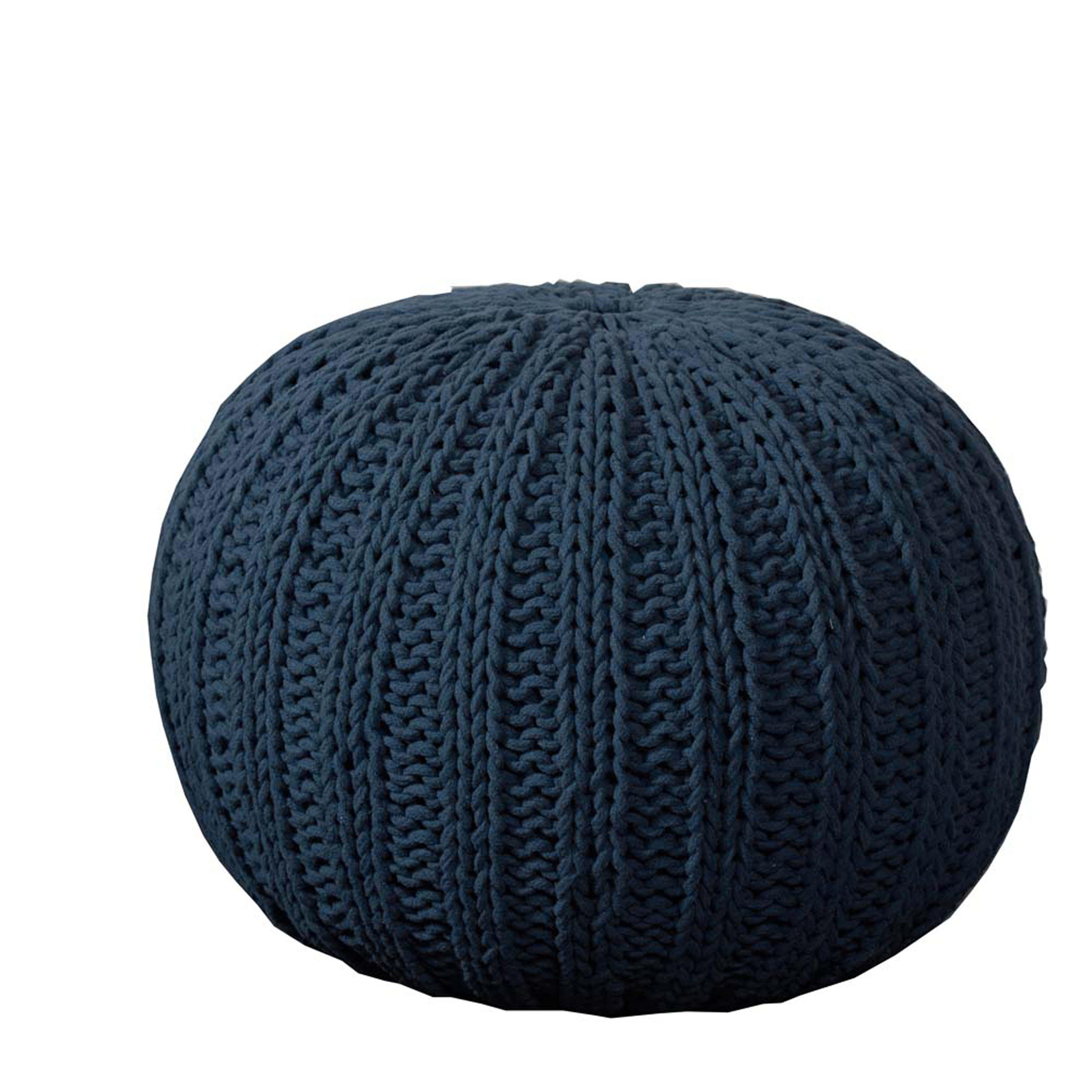 Celtic Cableknit Pouf, Navy, large