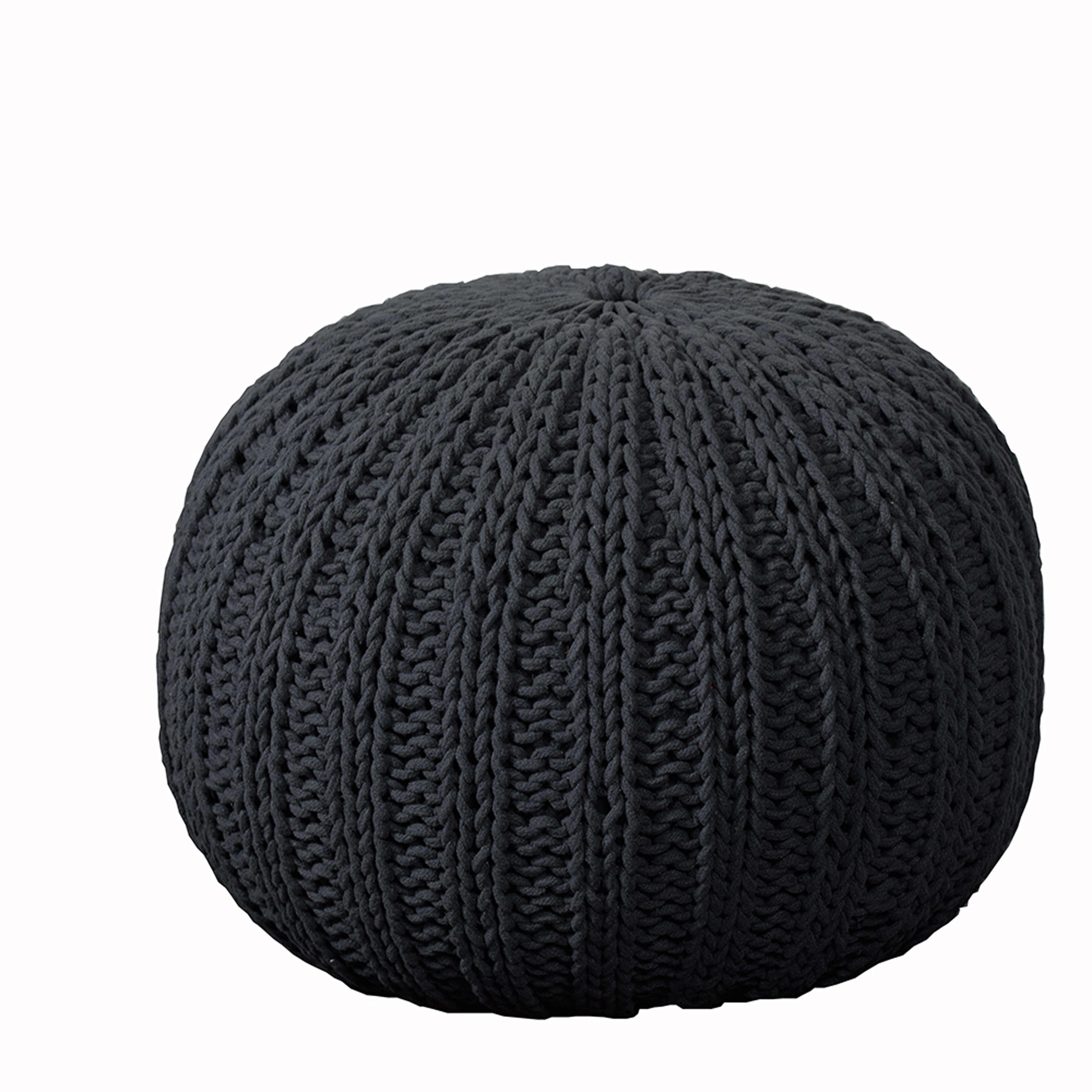 Celtic Cableknit Pouf, Charcoal, large