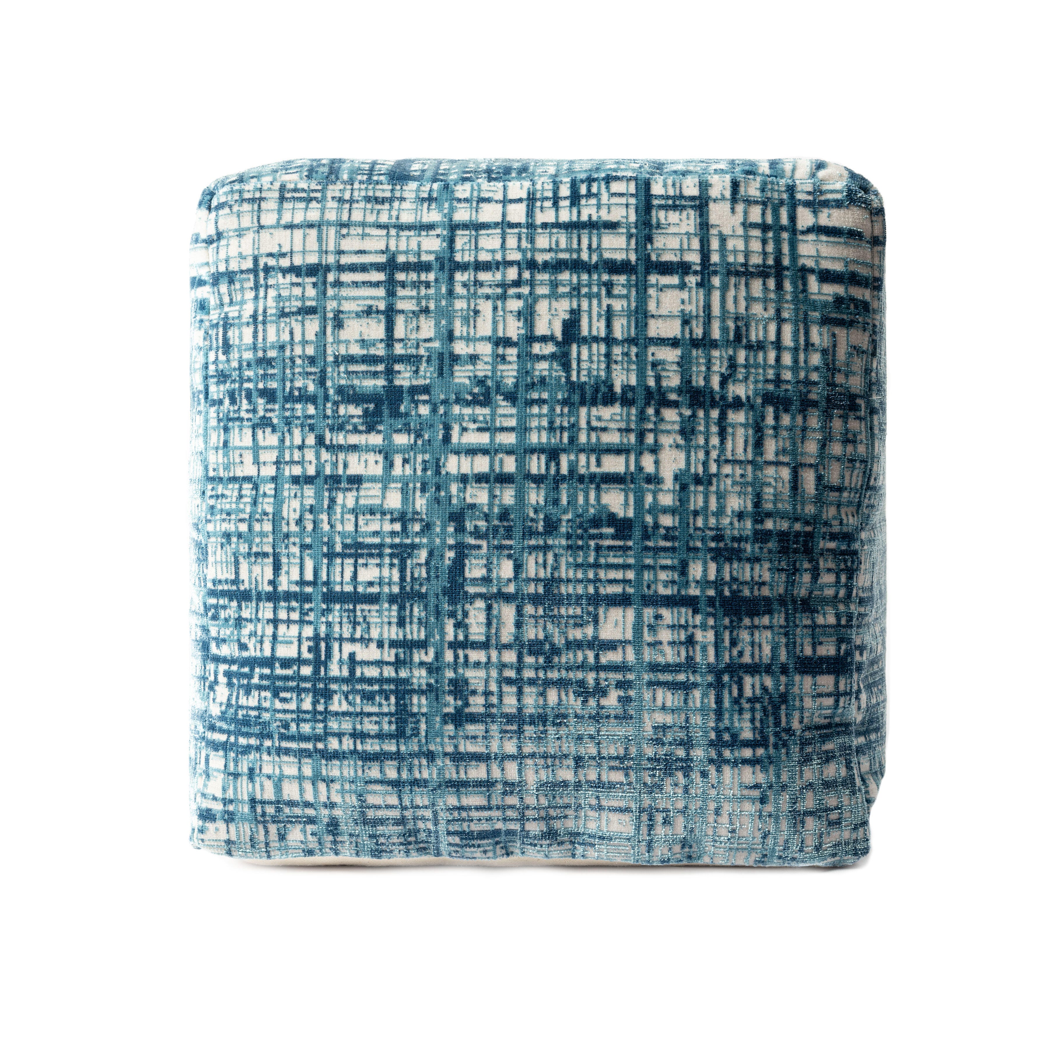 Milano Abstract Pouf, Blue, large