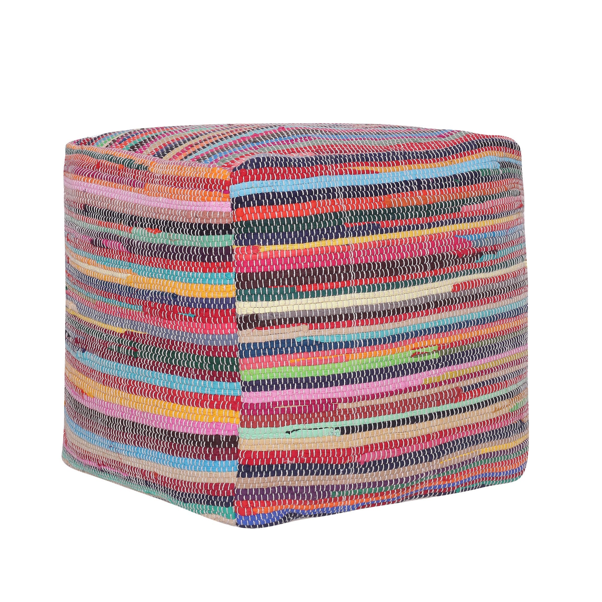 Andros Striped Cube Pouf, , large