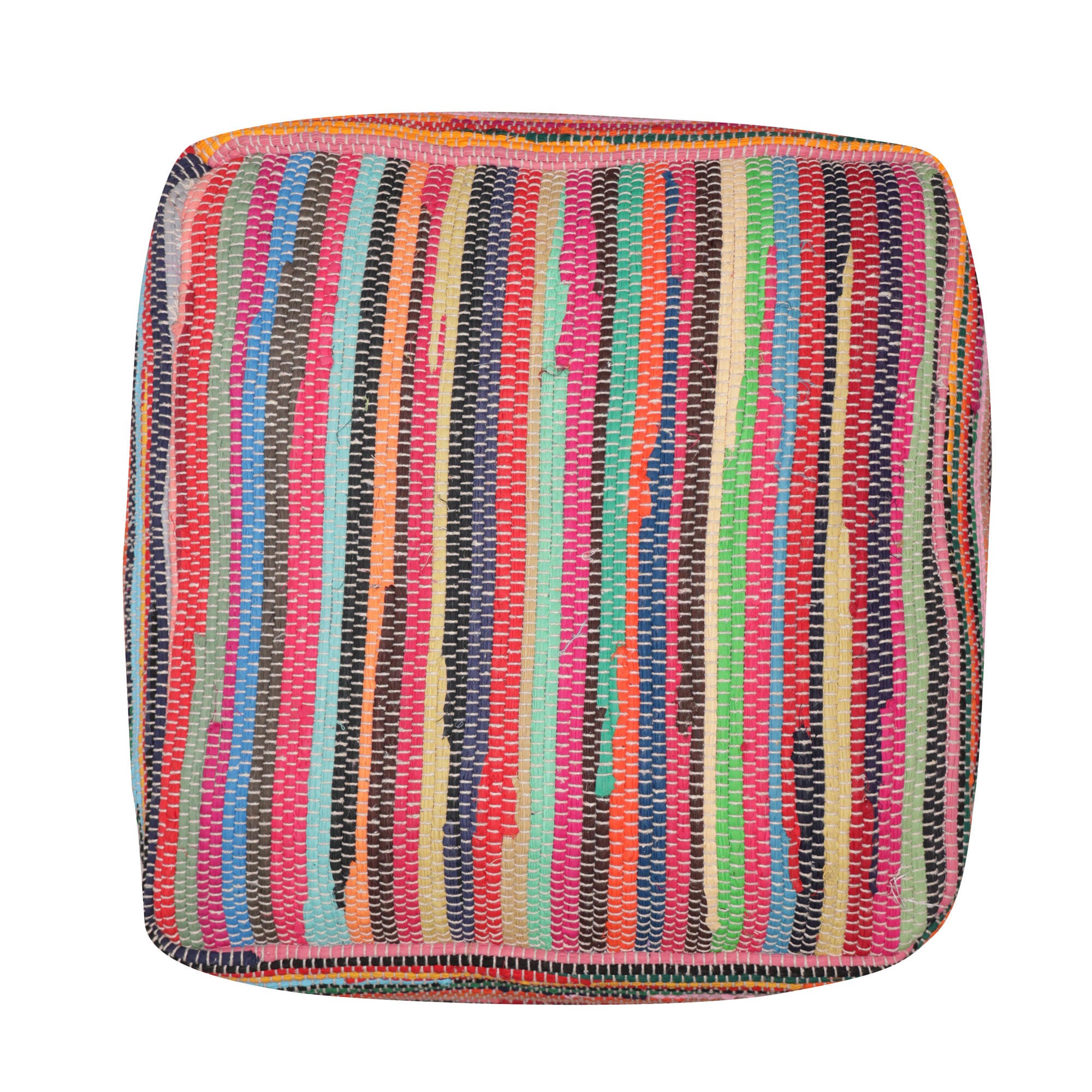 Andros Striped Cube Pouf, , large