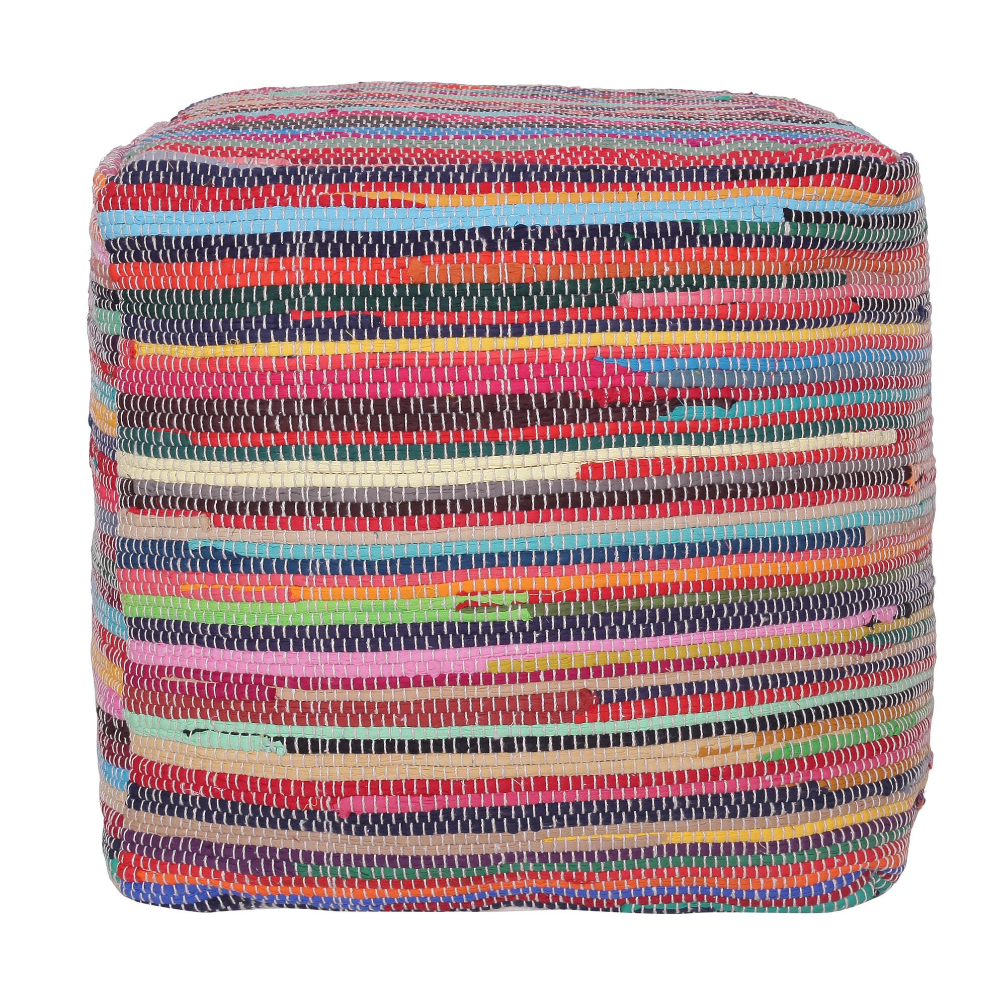 Andros Striped Cube Pouf, , large