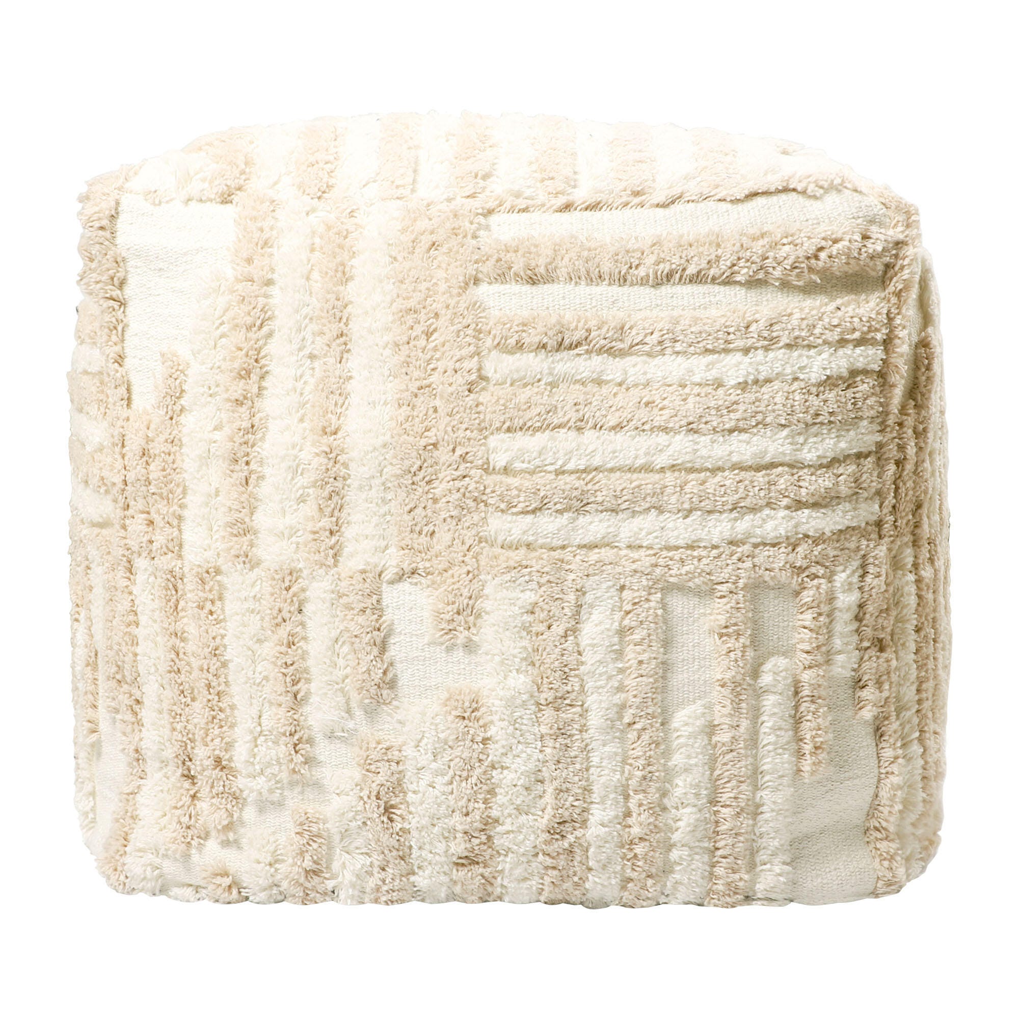 Stacy Garcia Striped Cube Pouf, Beige, large