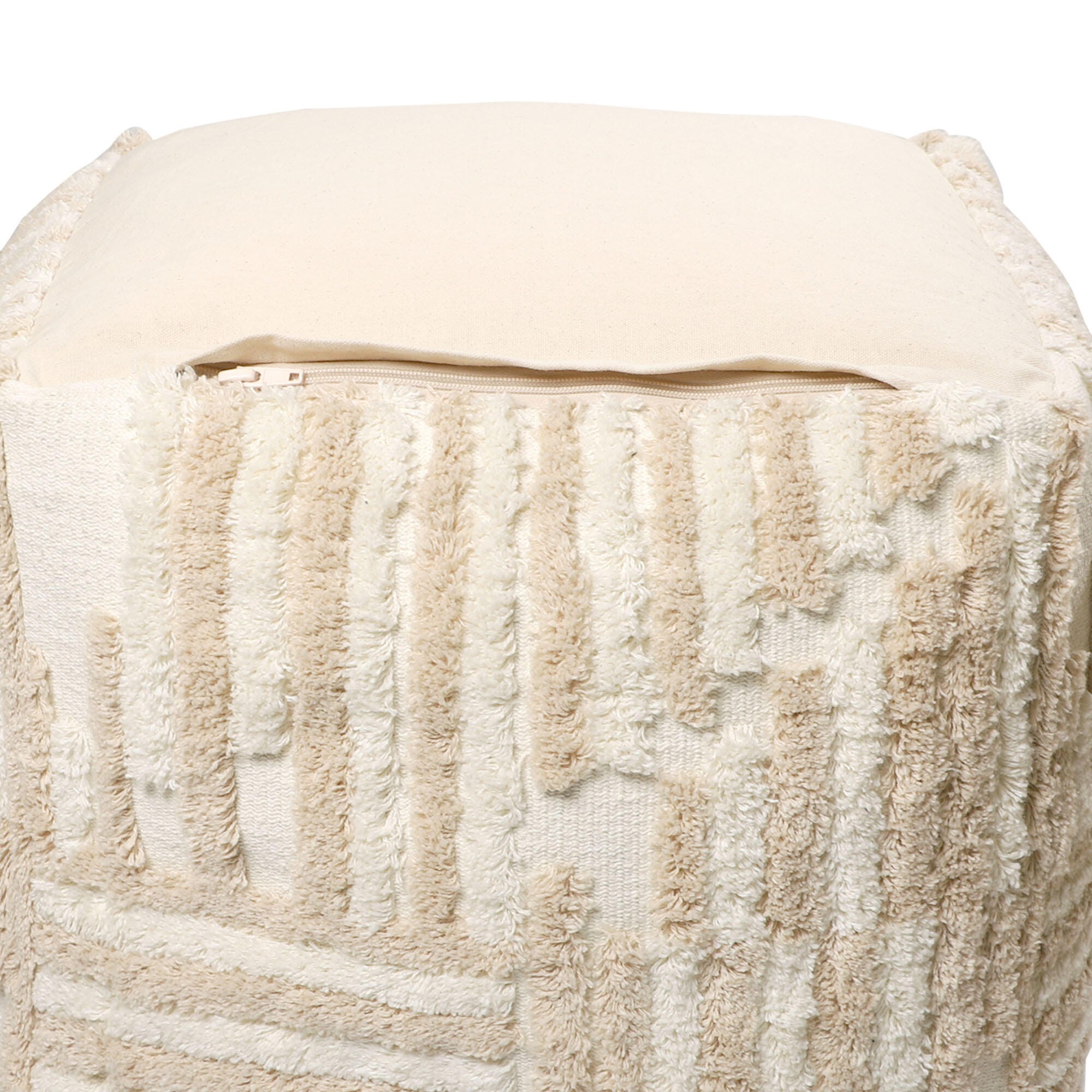 Stacy Garcia Striped Cube Pouf, Beige, large