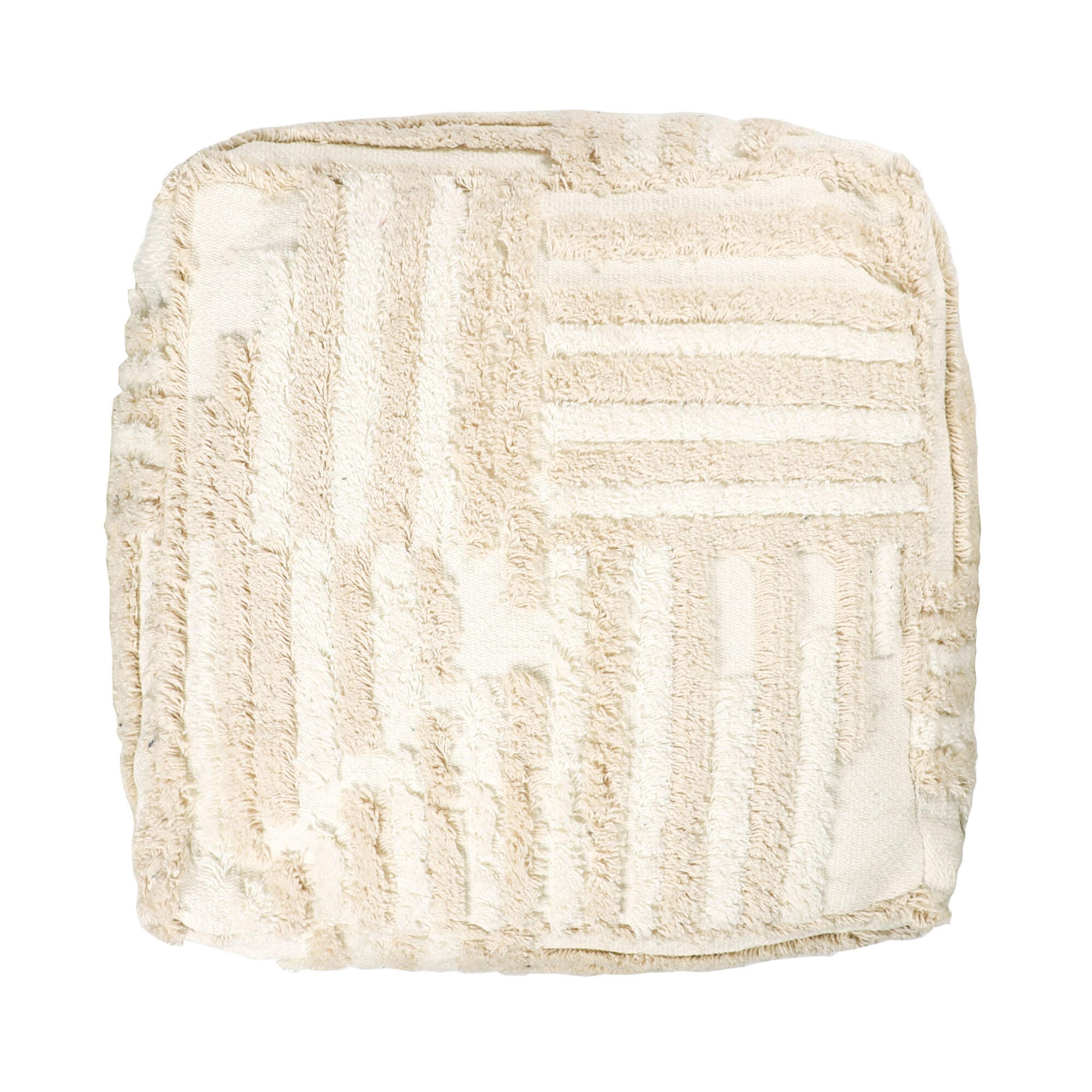 Stacy Garcia Striped Cube Pouf, Beige, large