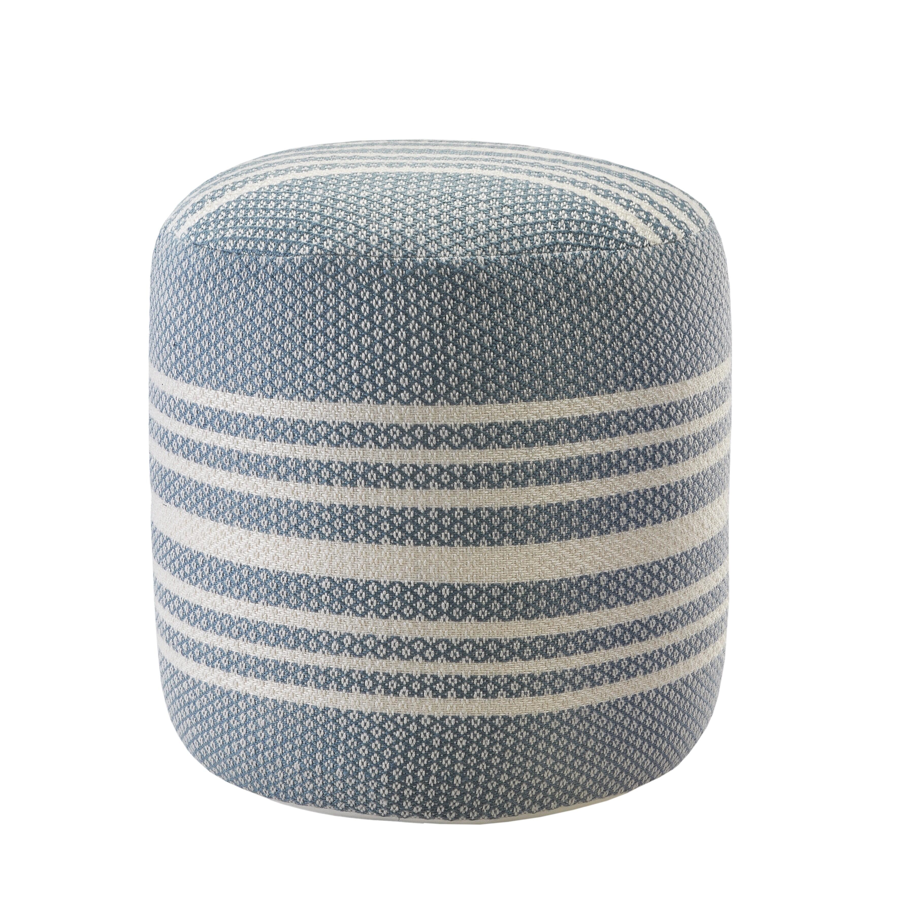 Atlantis Striped Indoor/Outdoor Pouf, , large
