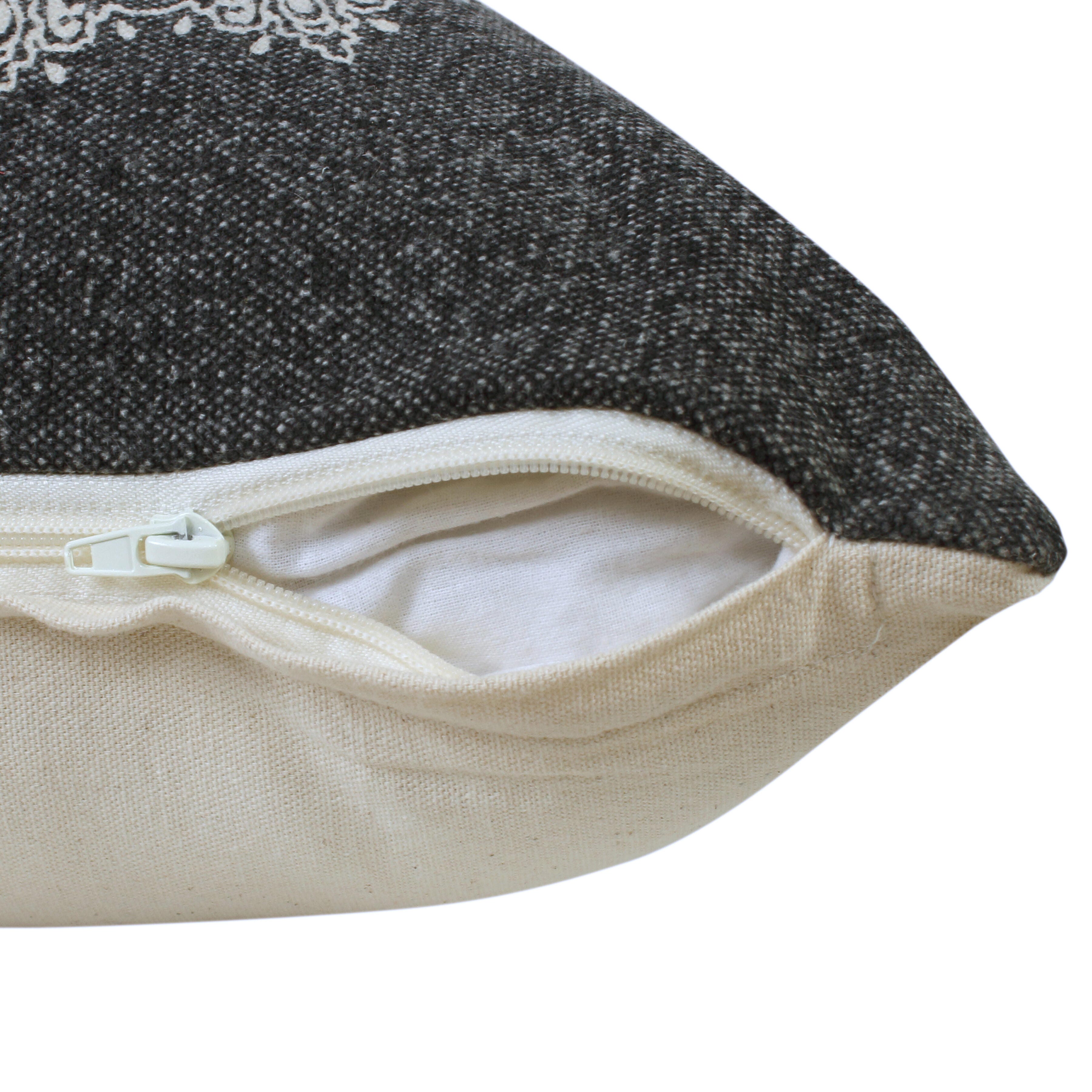 Suvii Home Madeline Lumbar Decorative Throw Pillow, Jet Black/White, large