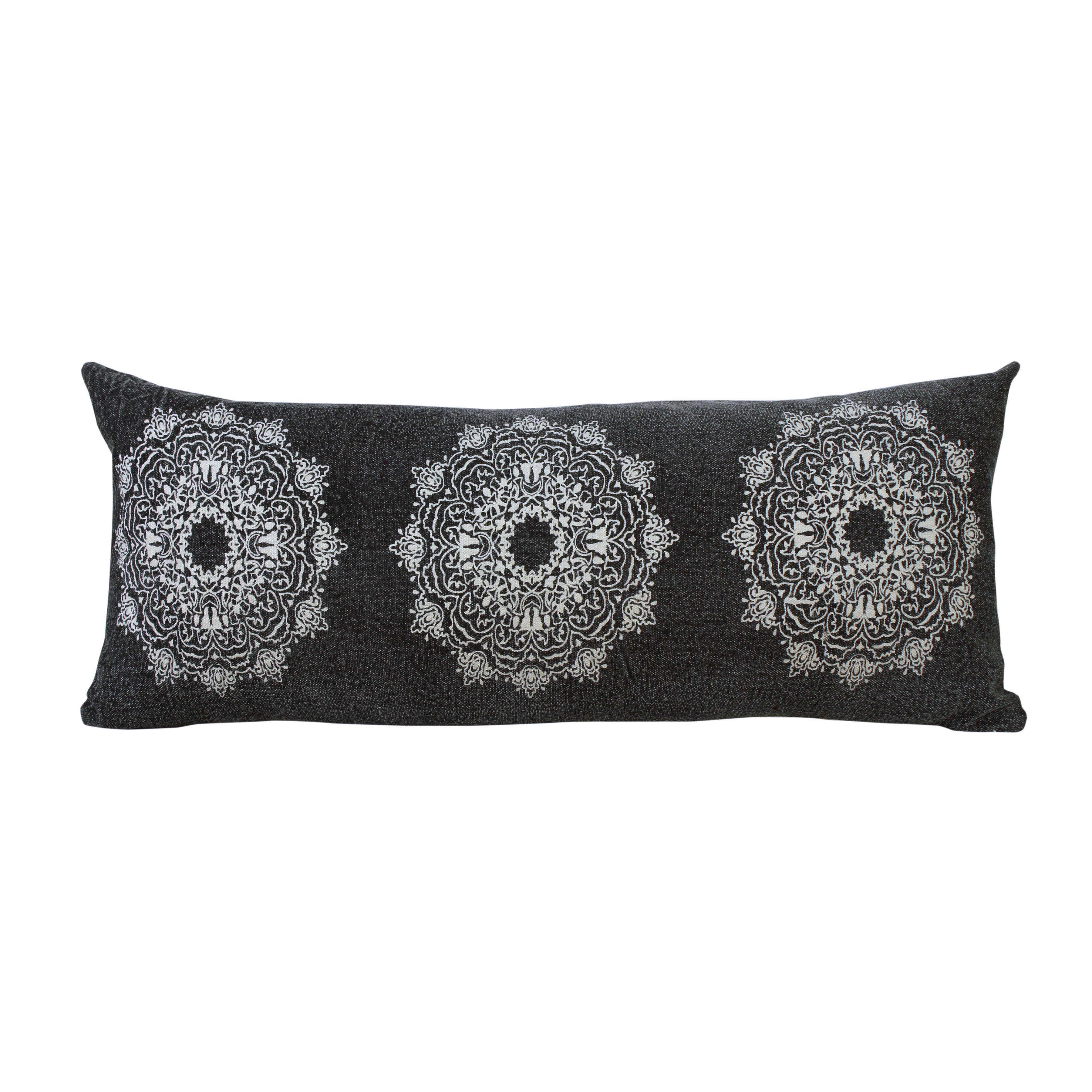 Suvii Home Madeline Lumbar Decorative Throw Pillow, Jet Black/White, large