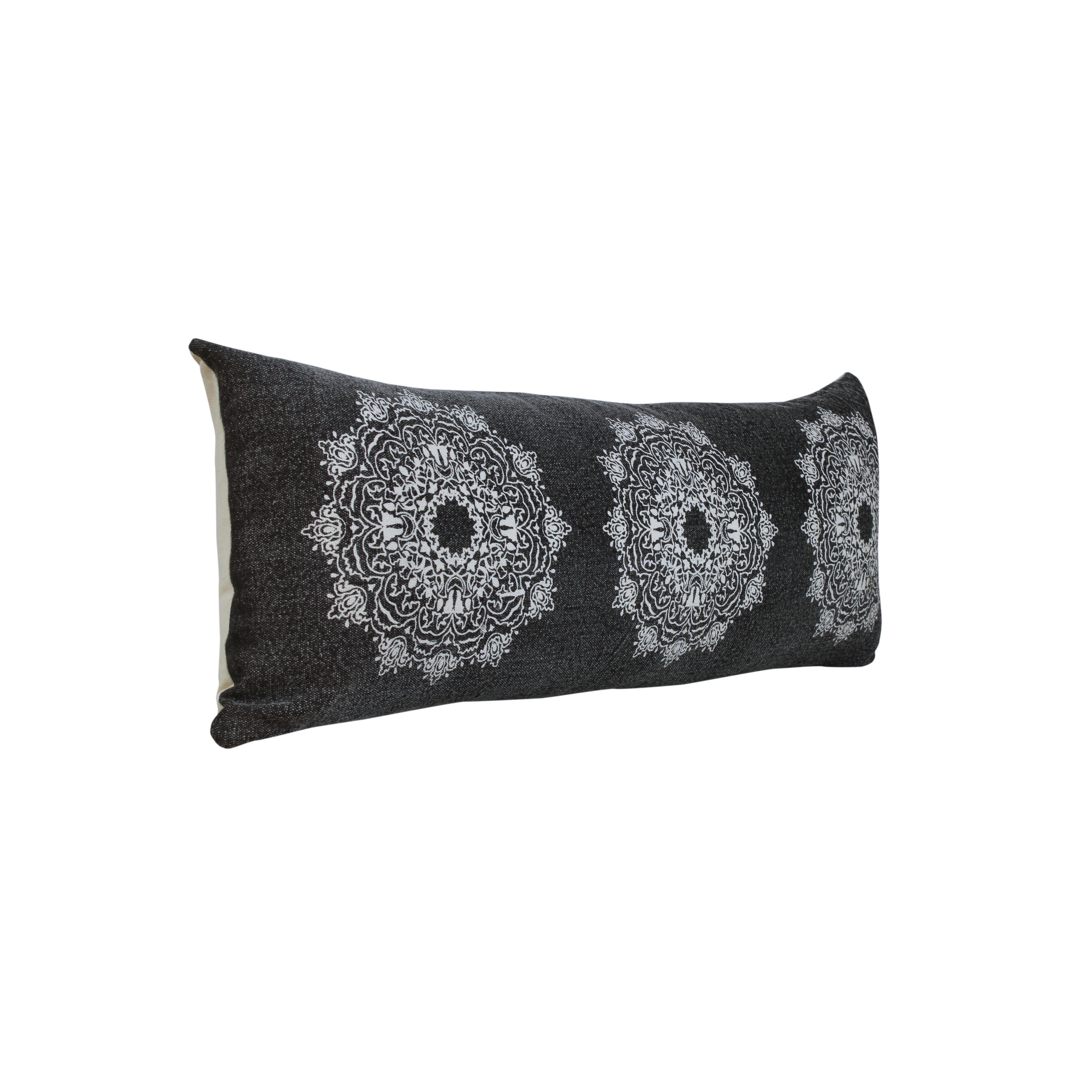 Suvii Home Madeline Lumbar Decorative Throw Pillow, Jet Black/White, large