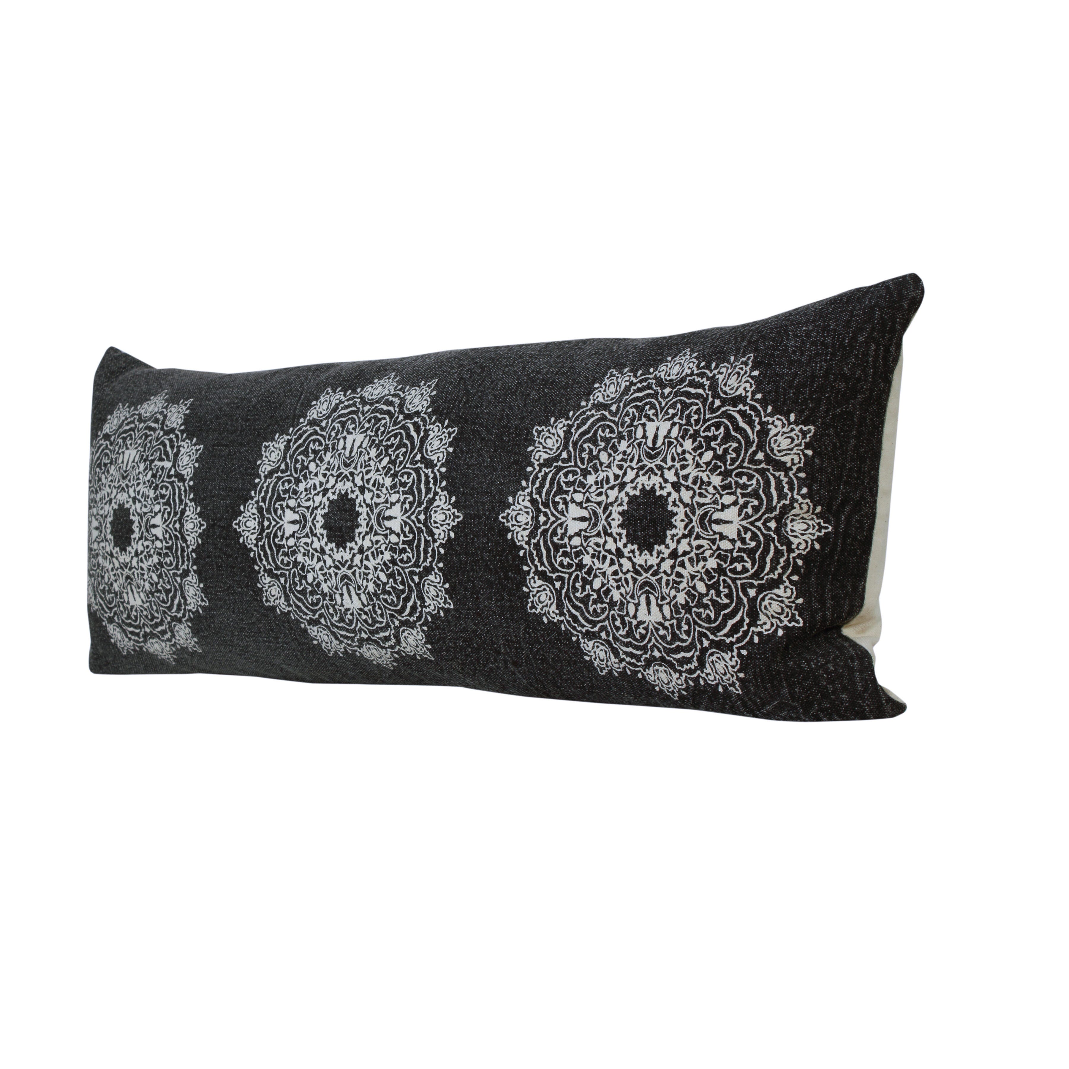 Suvii Home Madeline Lumbar Decorative Throw Pillow, Jet Black/White, large